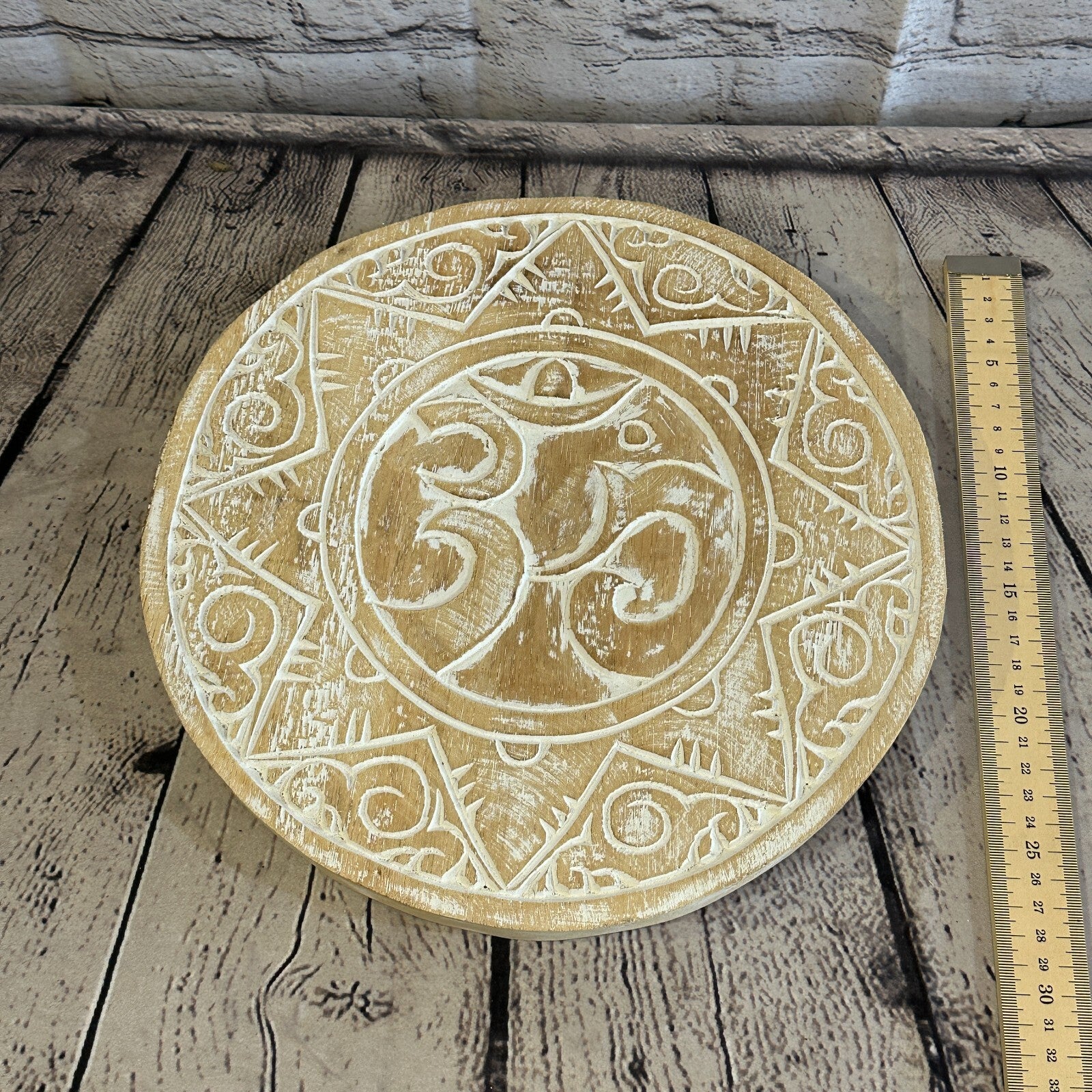 30cm Cream Style Wall Decoration Om Lucky Coin Designer Mask Wooden Handmade5