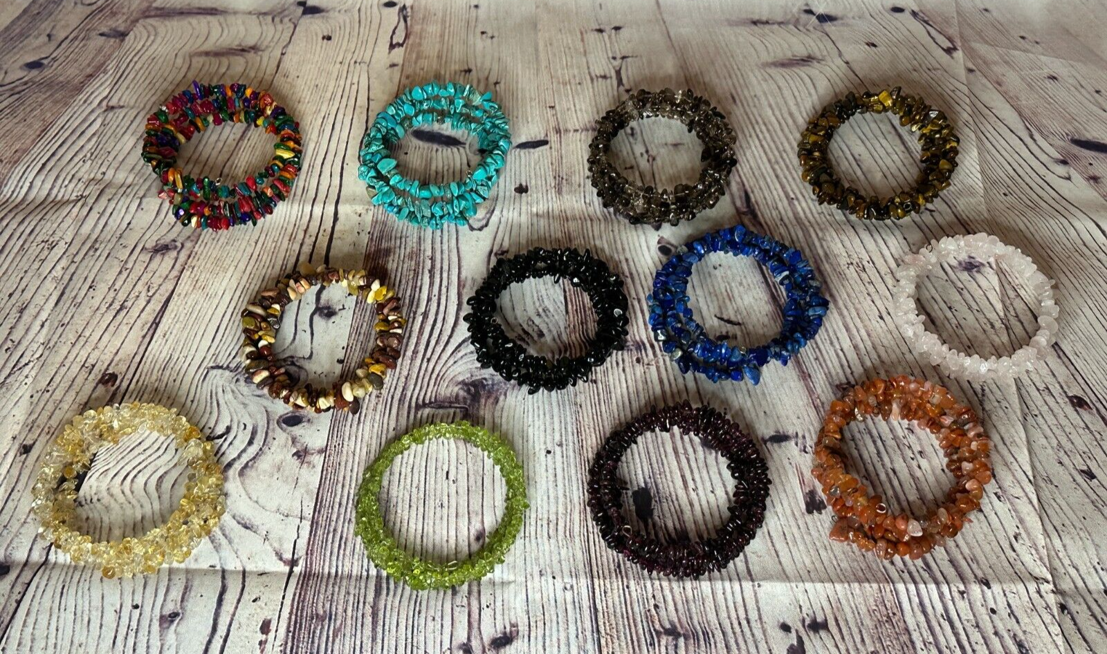 Garnet Semi Precious Stone Chip Memory Wire Bracelets For A Adult Wrist2