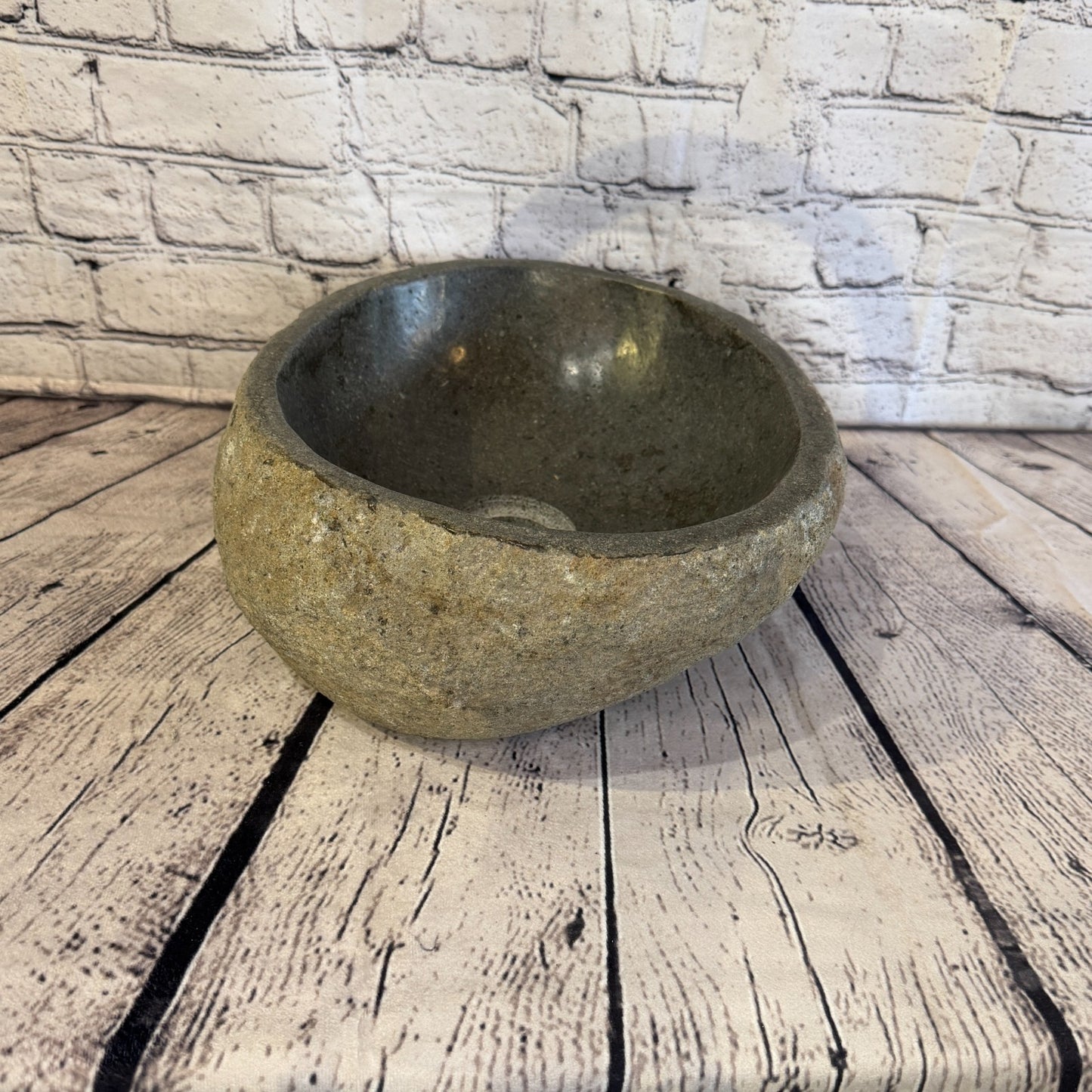 32cm x 26cm Wash Basin Bathroom Counter Top Washing River Stone Bowl Sink No 143