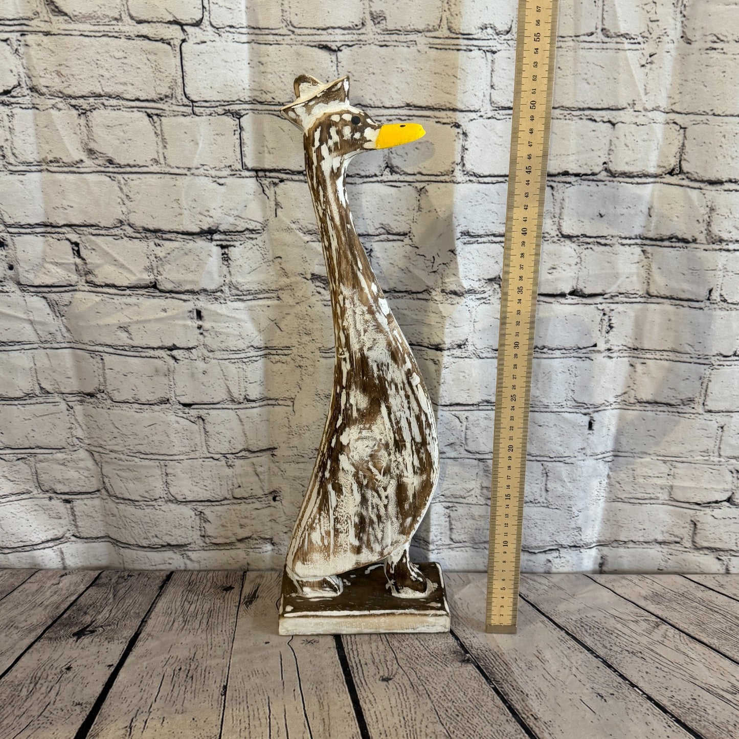 Looking Forward 50cm Tall Wooden Brown Duckling Baby Duck Shabby Wood Fairtrade5