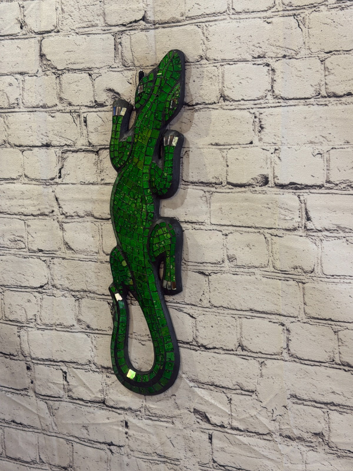 50cm Gecko Green Mosaic Wall Hanging Wooden Ornaments Wood Carving1