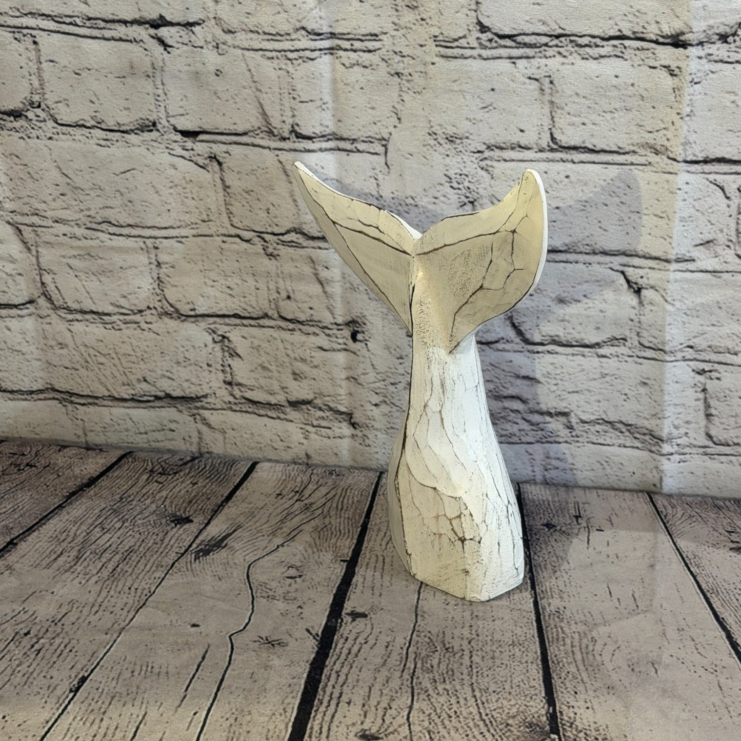 25cm x 25cm Whale Tail White Fish Wood Coastal Ocean Bathroom Decoration1