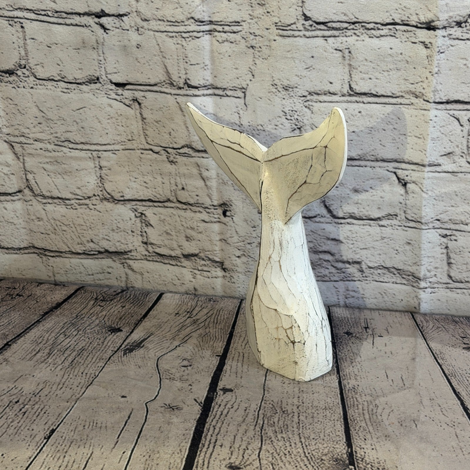 25cm x 25cm Whale Tail White Fish Wood Coastal Ocean Bathroom Decoration1