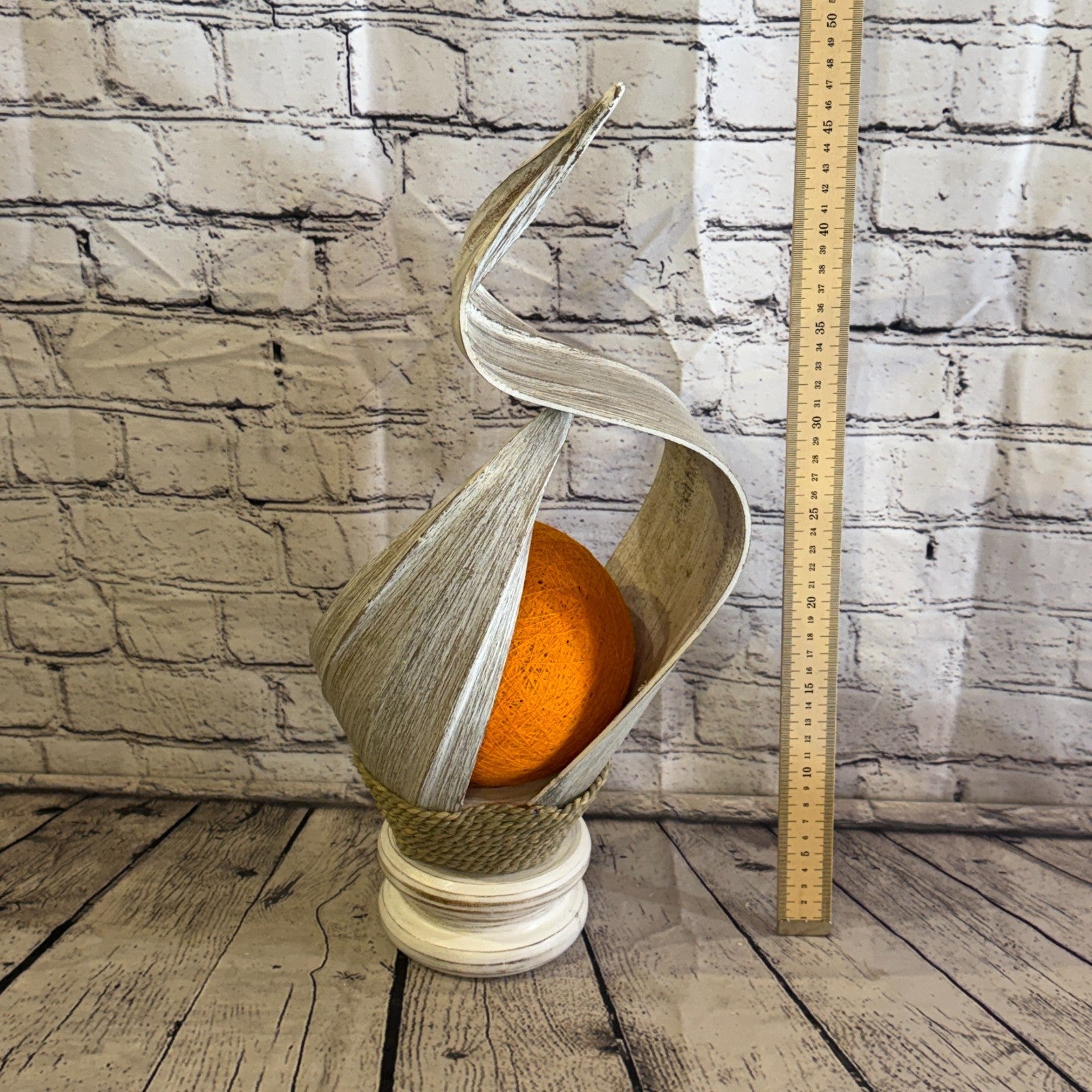 Orange Light White Natural 45cm Tall Leaf Lamp Twist LED UK Mains Plug Design 124