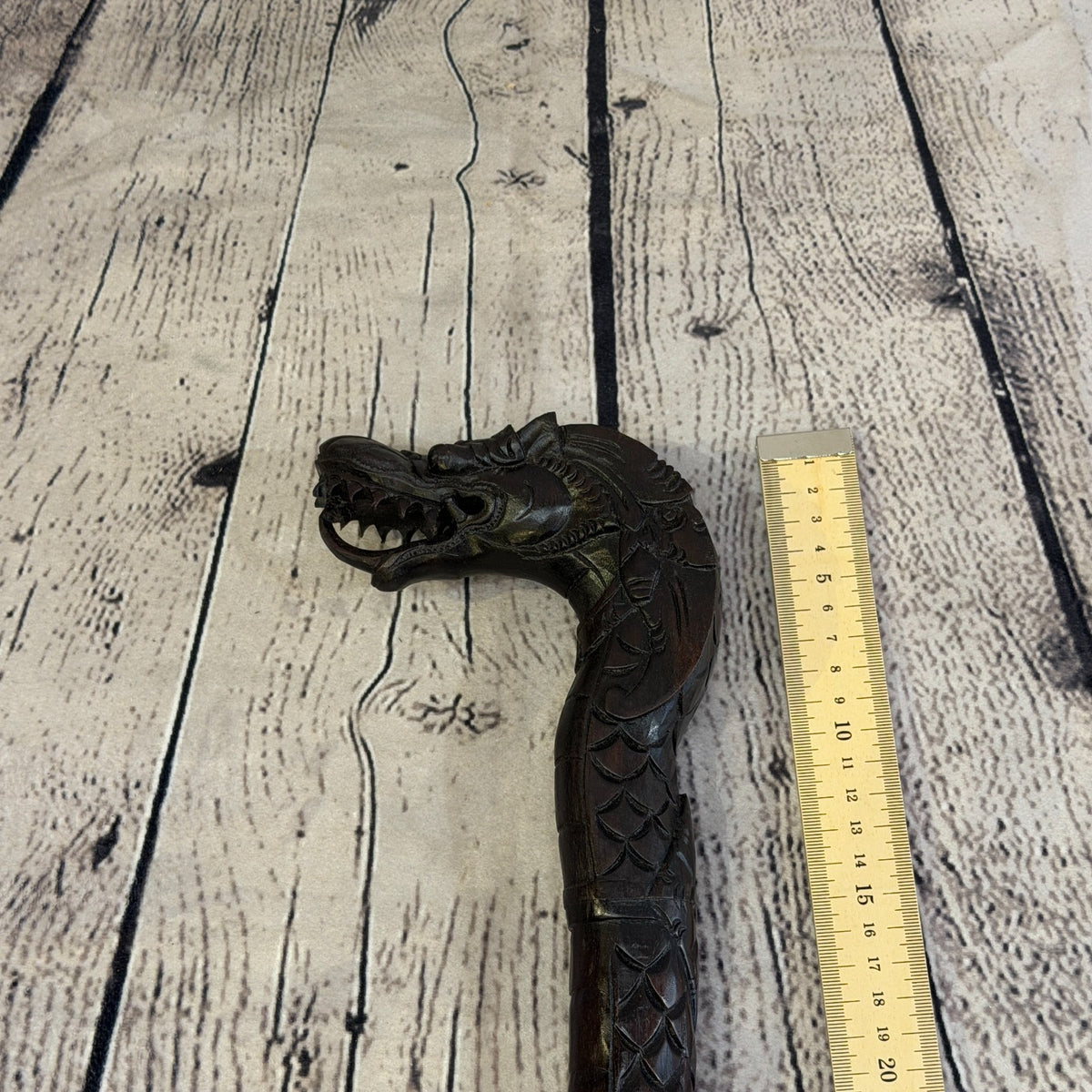 Dragon Head 90cm Tribal African Walking Stick Cane Hand Carved Dark Wood8