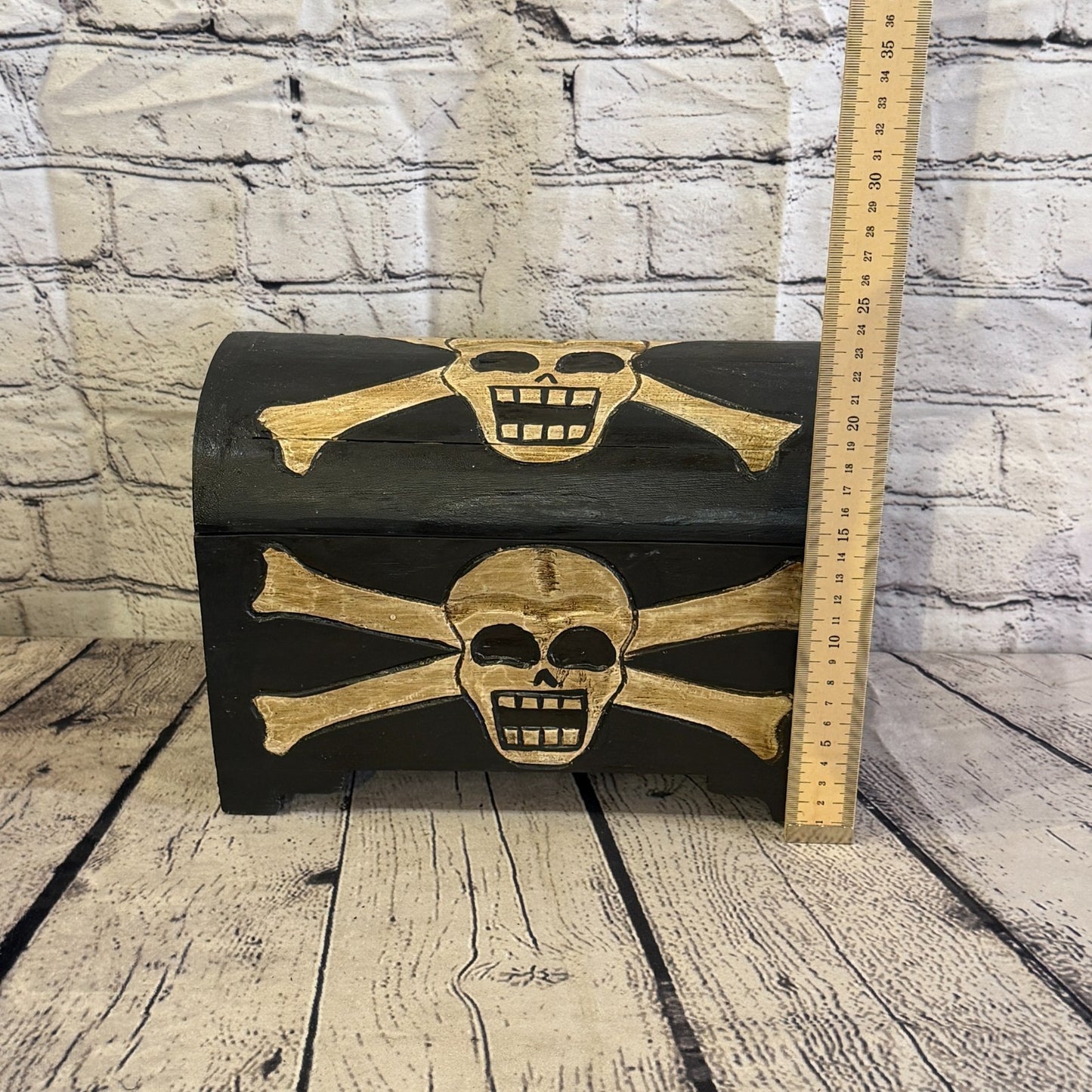 28cm x 22cm x 16cm Wood Gothic Pirate Chest Skull Coffin Jewellery Trinket Box5