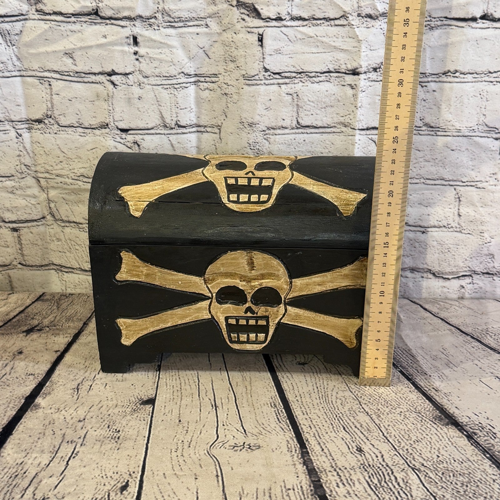 28cm x 22cm x 16cm Wood Gothic Pirate Chest Skull Coffin Jewellery Trinket Box5