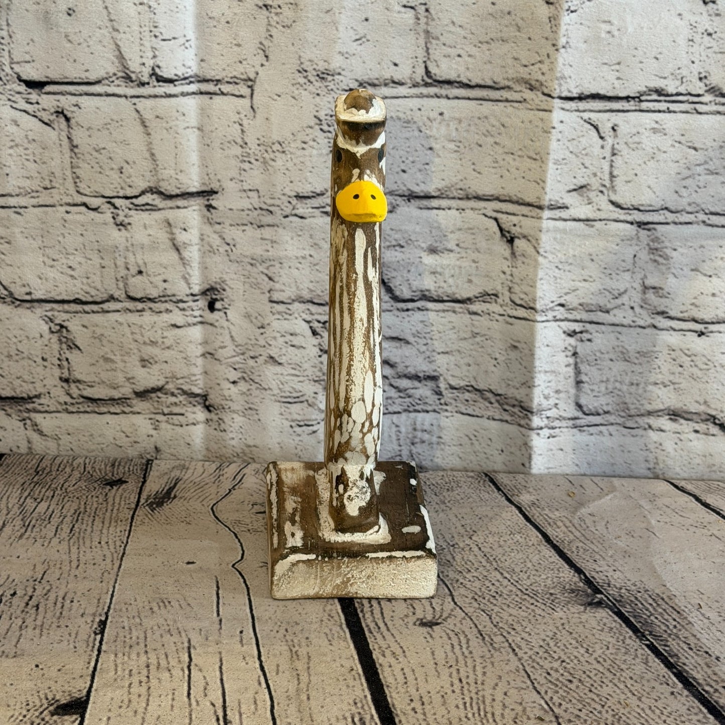 Looking Forward 24cm Tall Wooden Brown Duckling Baby Duck Shabby Wood Fairtrade1