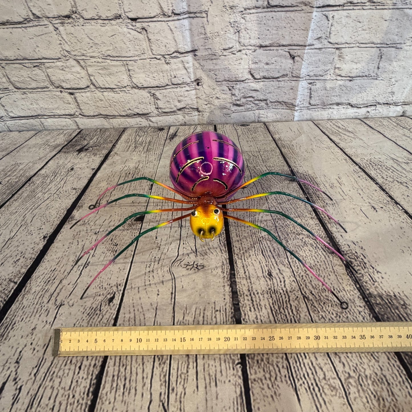 35cm x 20cm Small Colourful Purple Spider Metal Tin Standing Ornament Statue6
