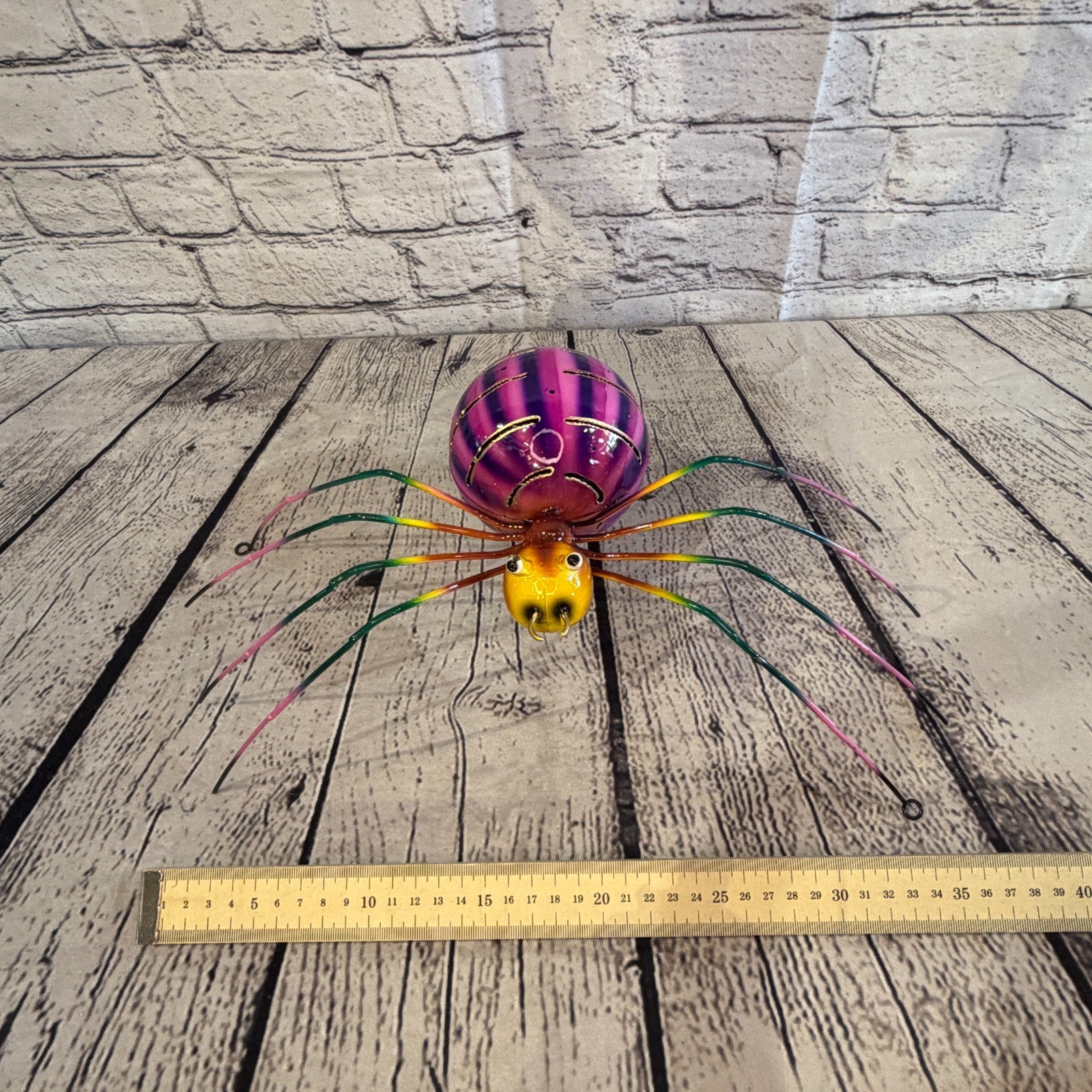 35cm x 20cm Small Colourful Purple Spider Metal Tin Standing Ornament Statue6