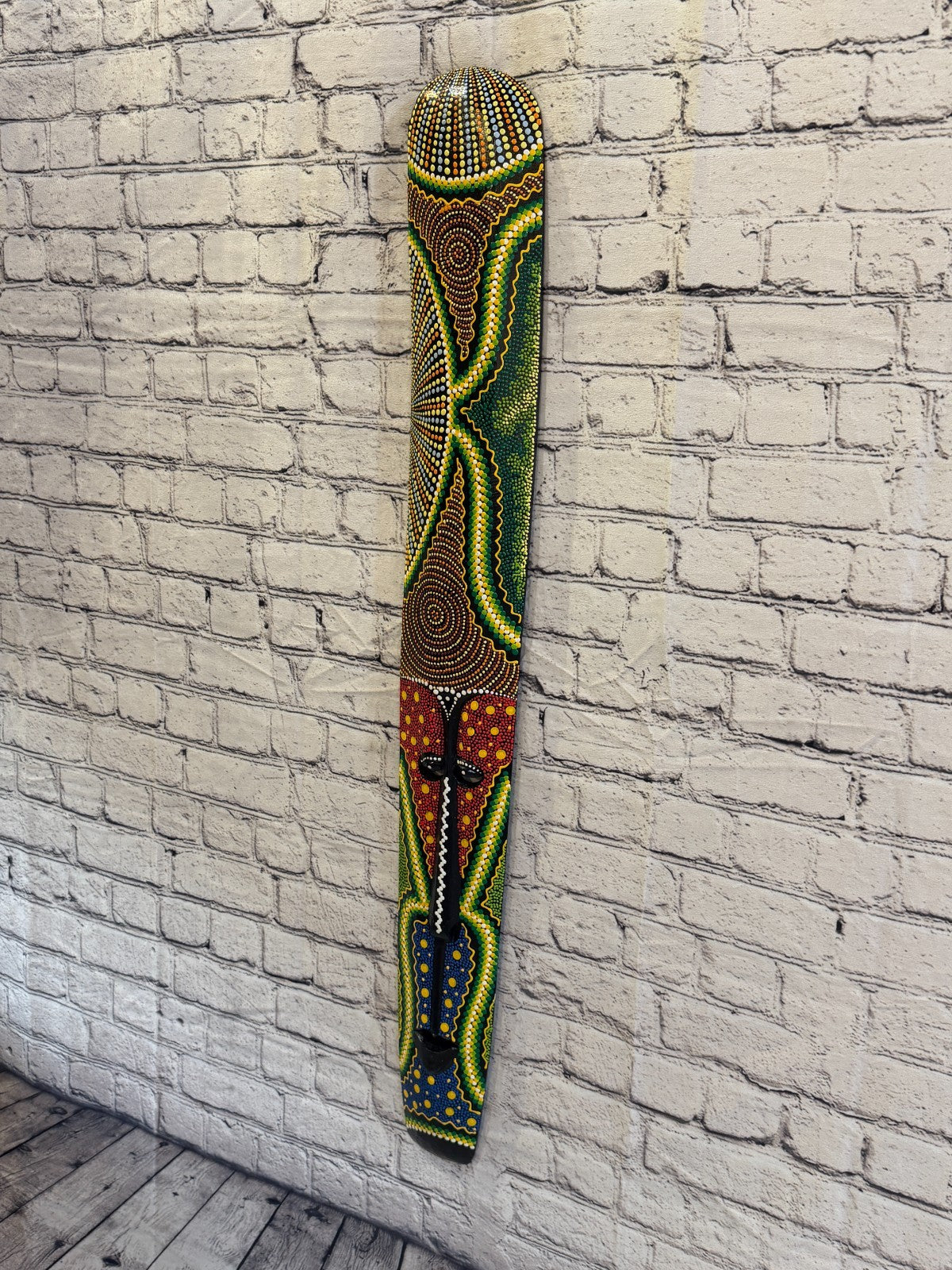 100cm Mask Carved Wooden Dot Painted Ethnic Tribal Tiki Wall Art No 5 New1