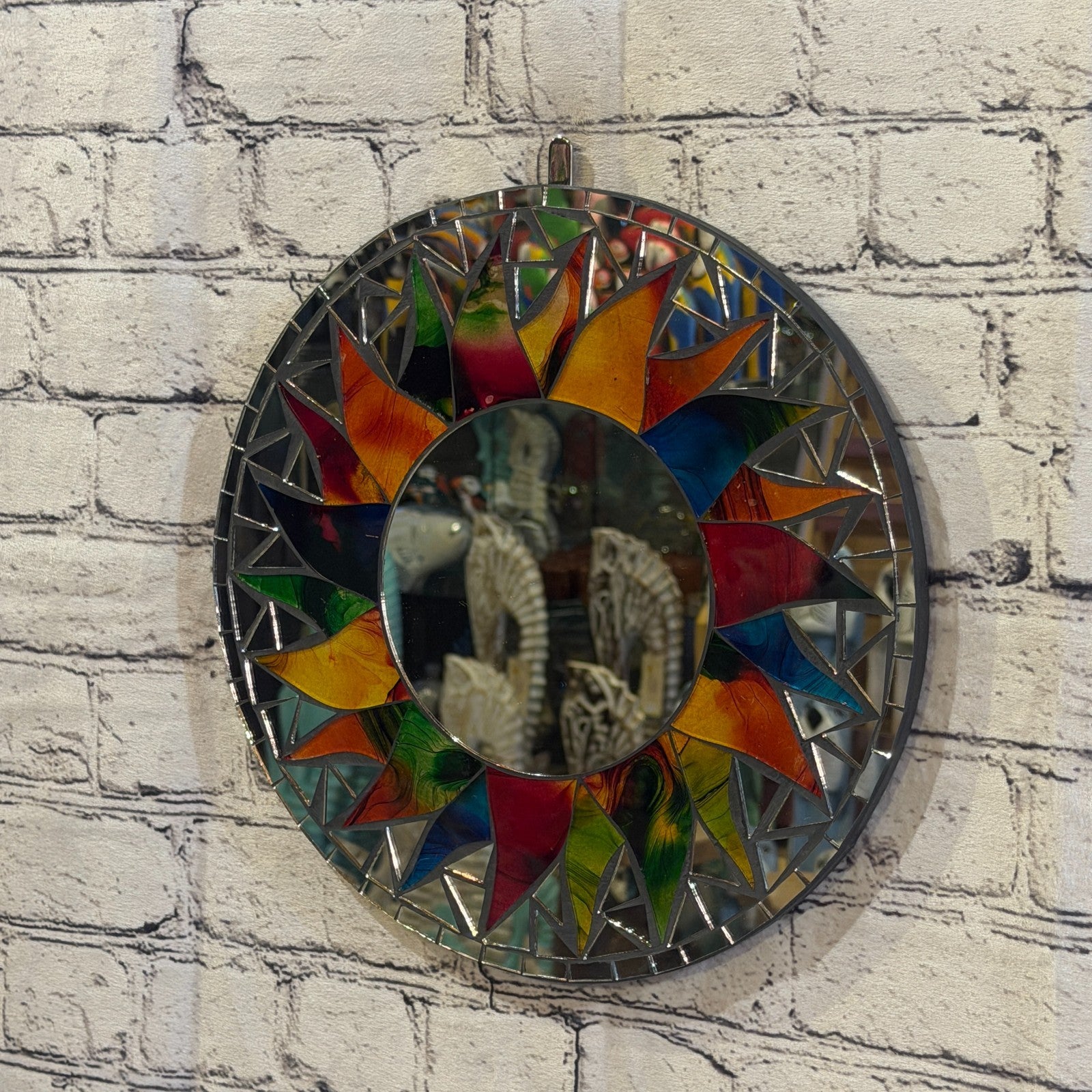 Rainbow Black Sun Flame Mosaic Tile Wall Mirror 30cm x 30cm 12 Inches Handmade1