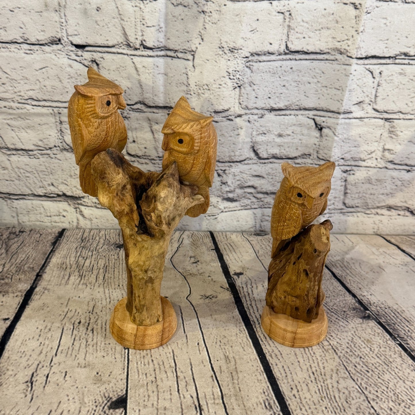 25cm Double Owl Mushroom Parasite Ornament Natural Carving Fair trade Wooden9