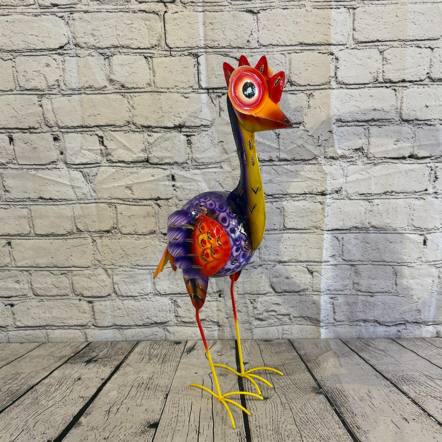 50cm x 35cm Emu Ostrich Bird Purple Metal Tin Standing Ornament Statue2
