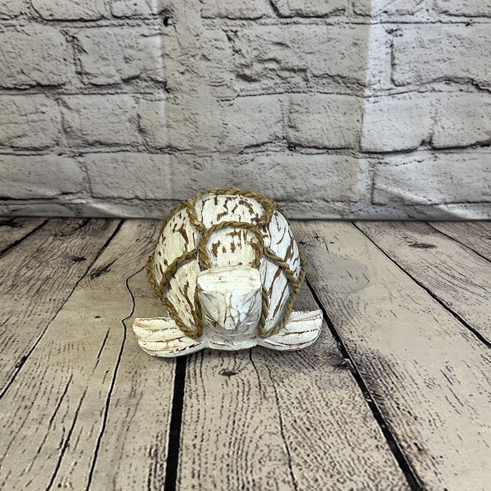 Plain White Folk Art Hand Painted Turtle Coconut Shell Ornaments Hanging Decor1