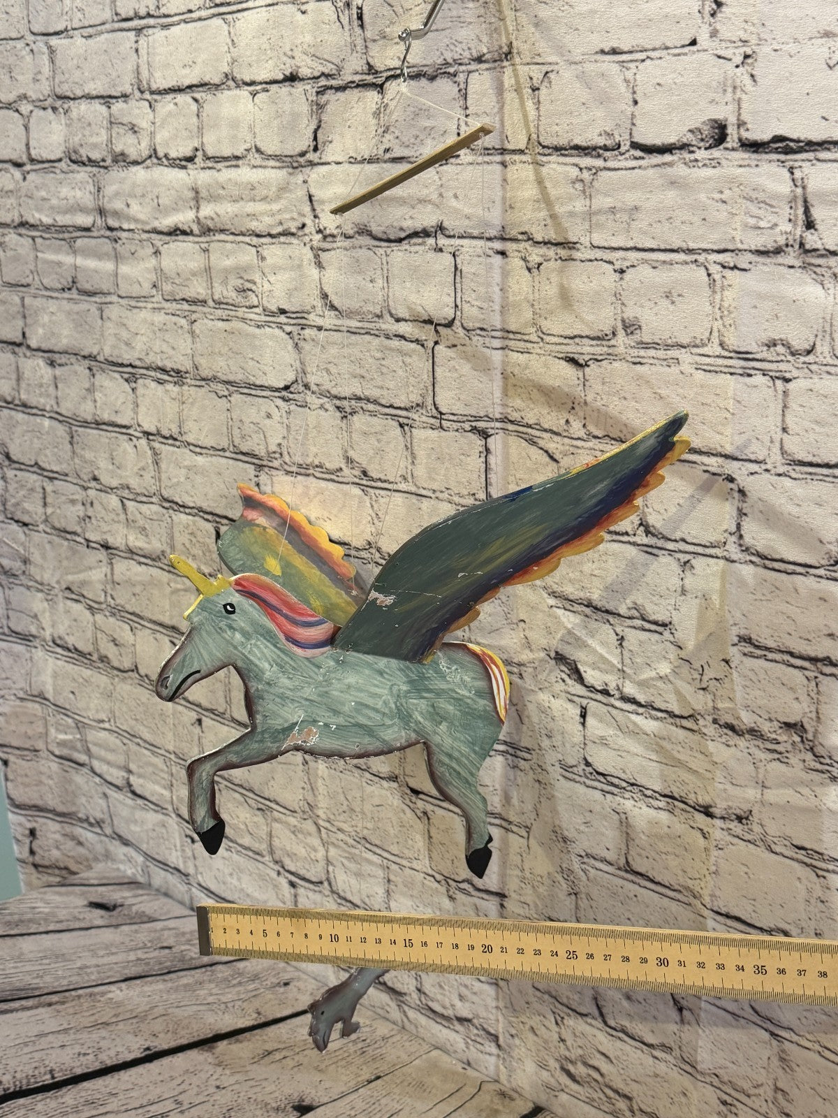 30cm x 55cm Unicorn Flying Wooden Mobile Children's Bedroom Room Decor3