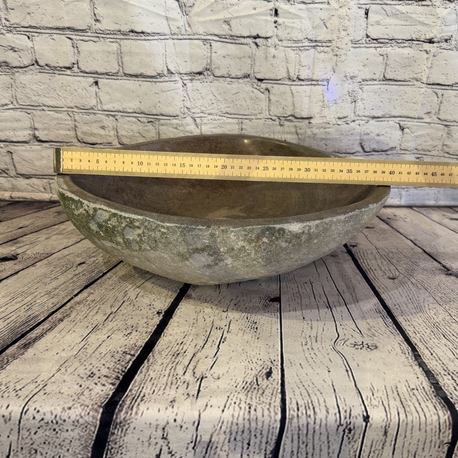 41cm x 34cm Wash Basin Bathroom Counter Top Washing River Stone Bowl Sink No 244