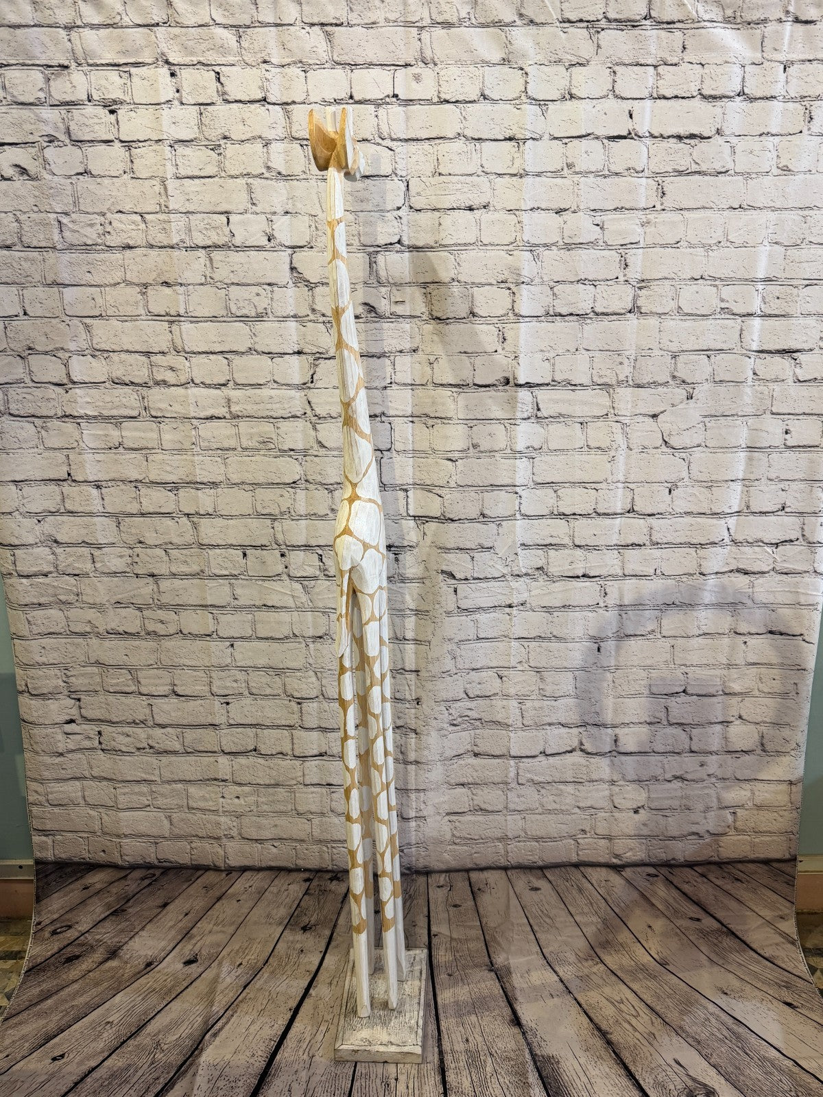 150cm White Dot Wooden Giraffe Standing Single Carve Solid Wood Giraffe Handmade4