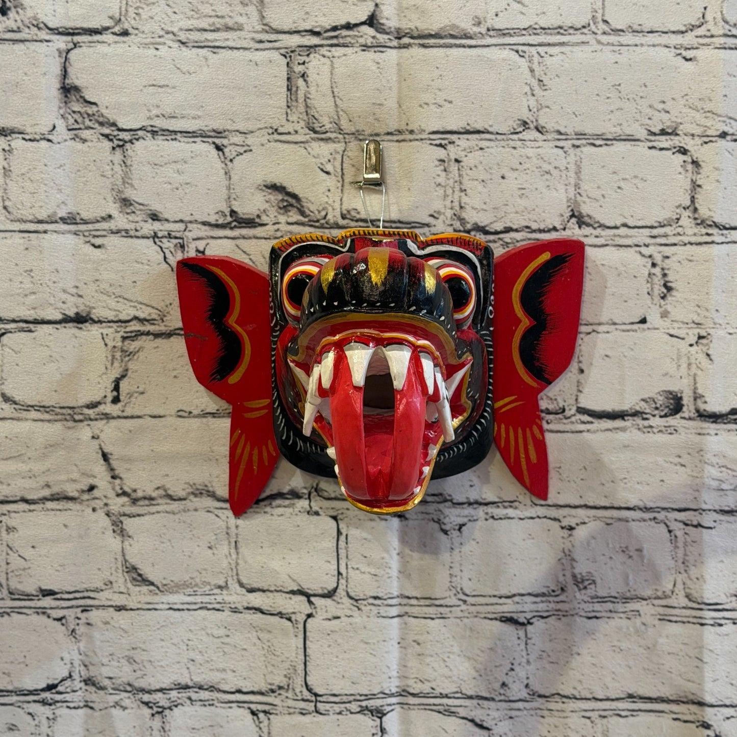 20cm Naga Basukih Red Dragon Hindu Deity Wooden Hand Carved Mask Painted7