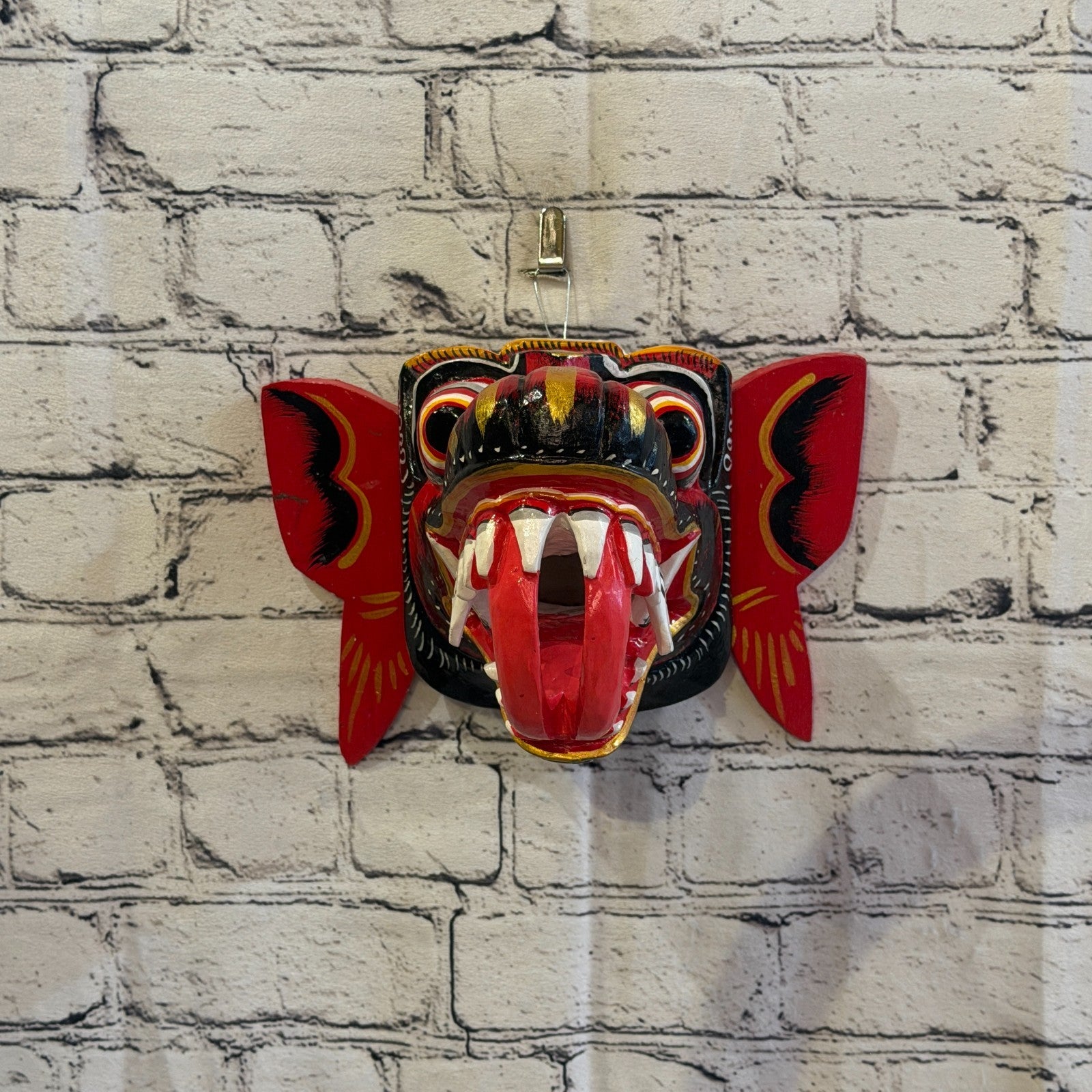20cm Naga Basukih Red Dragon Hindu Deity Wooden Hand Carved Mask Painted7