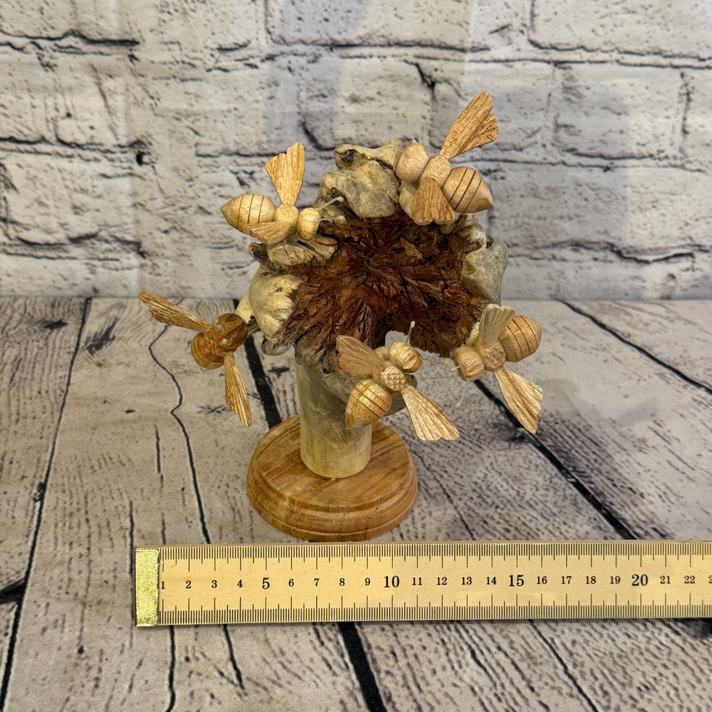 5 Bees Honeycomb Mushroom Bee Parasite Wood Ornament Natural Carving Wooden7