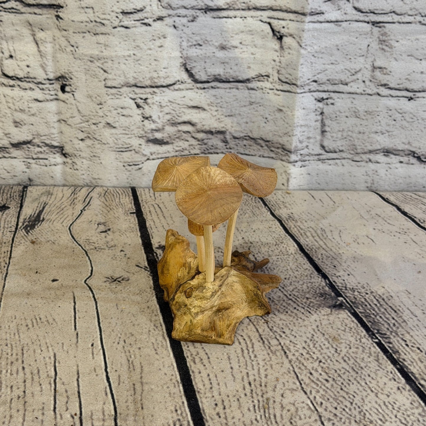 12cm Plain Mushroom Parasite Ornament Natural Carving Fairtrade Wooden1