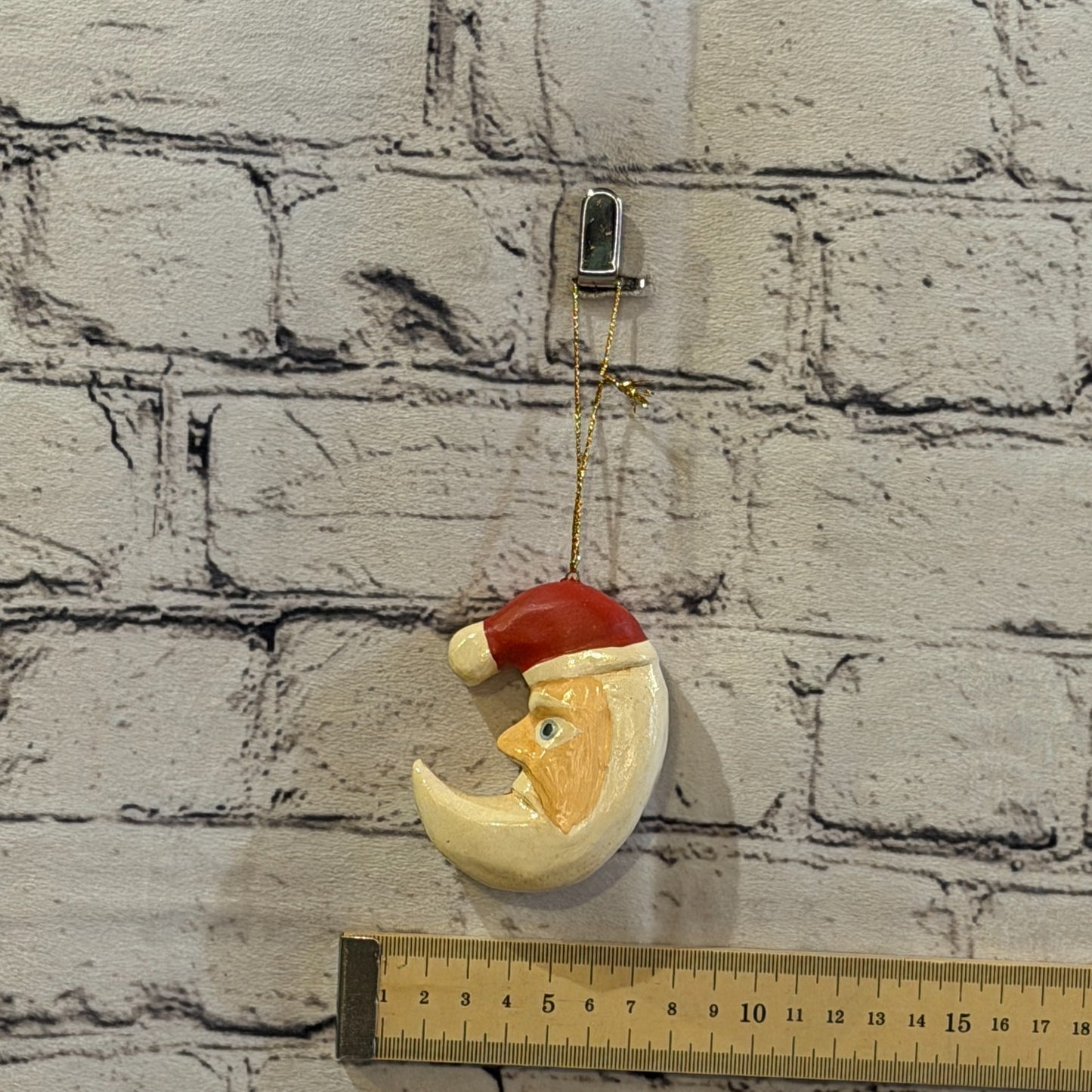 10cm Wall Hanging Santa Claus Father Christmas Figurine Folk Art Wood Handmade3