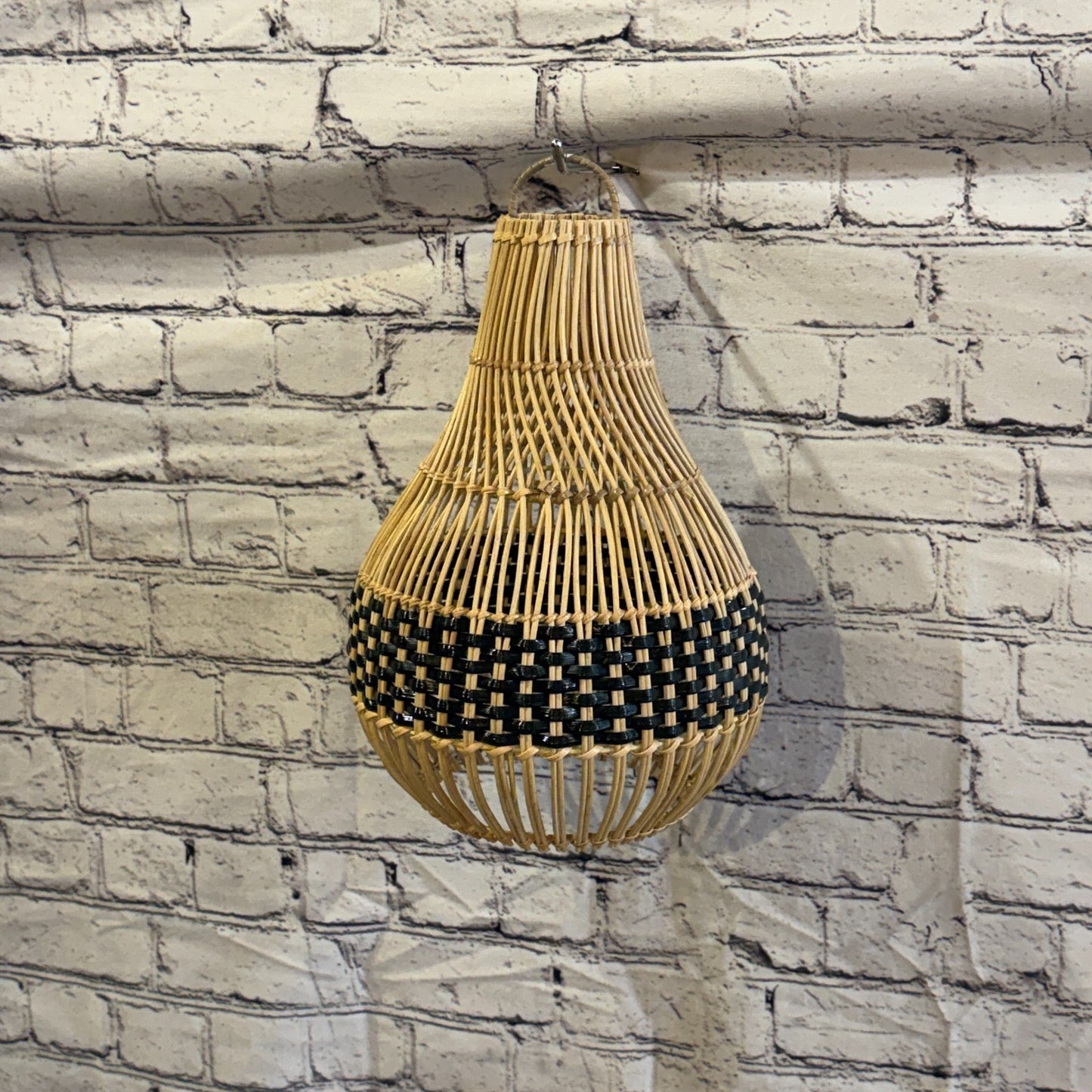 30cm x 22cm Natural Wicker Rattan Ceiling Pendant Light Shade Lampshade LED Bulb2