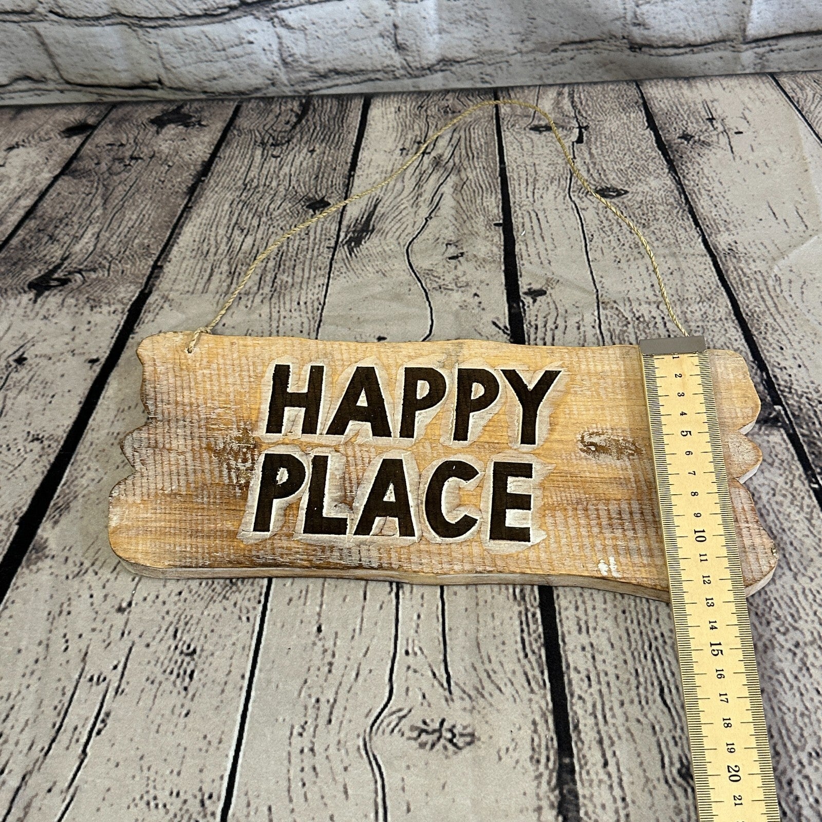 Happy Place Word Sign Plaque Outdoor Garden Shed Den Bar Shop 30cm x 12cm5