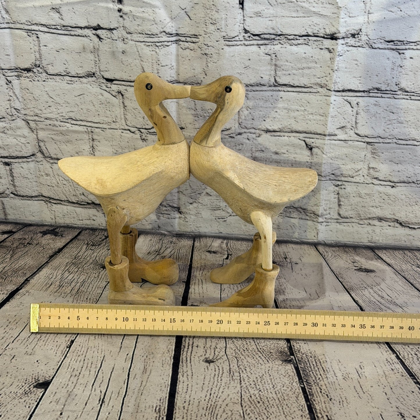 25cm x 30cm Wooden Kissing Duck Bamboo Root Romantic Vintage Rustic Funny Gift6