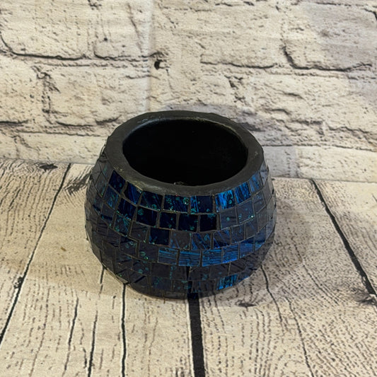Blue Purple Small Pot 12cm Round Mosaic Pottery Incense Holder Burner Detail0