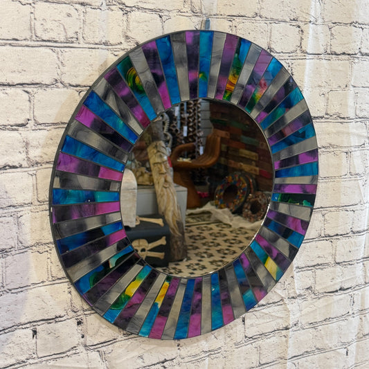 Blue Purple Line Black Mosaic Tile Wall Mirror 50cm x 50cm 20 Inches Handmade0
