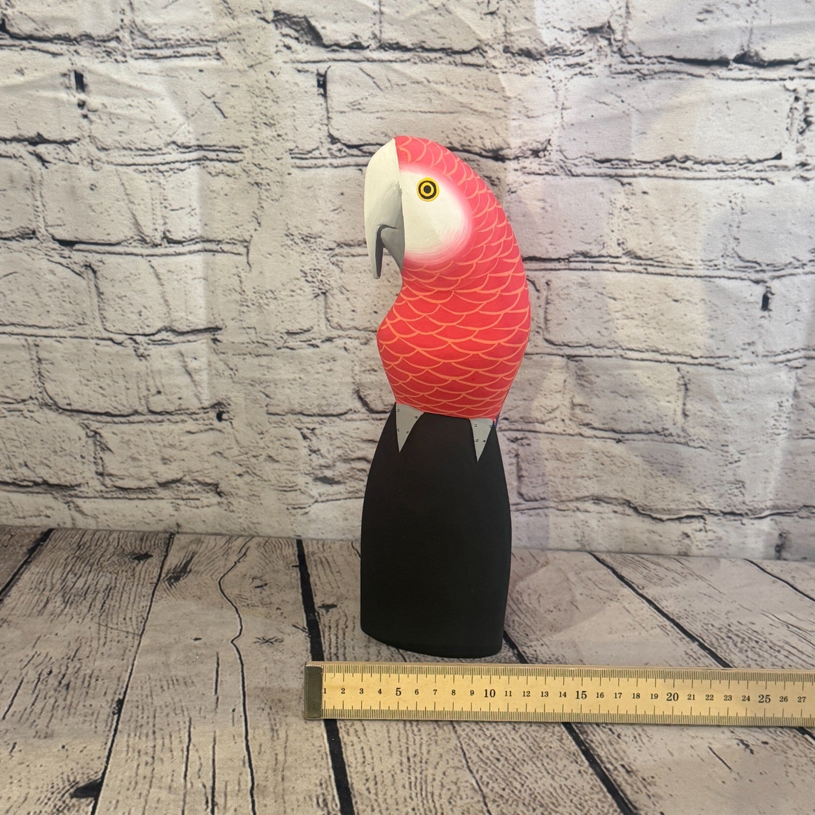 30cm Bright Red Parrot Bird Ornament Statue Fair Trade Hand Made Carved Wood6