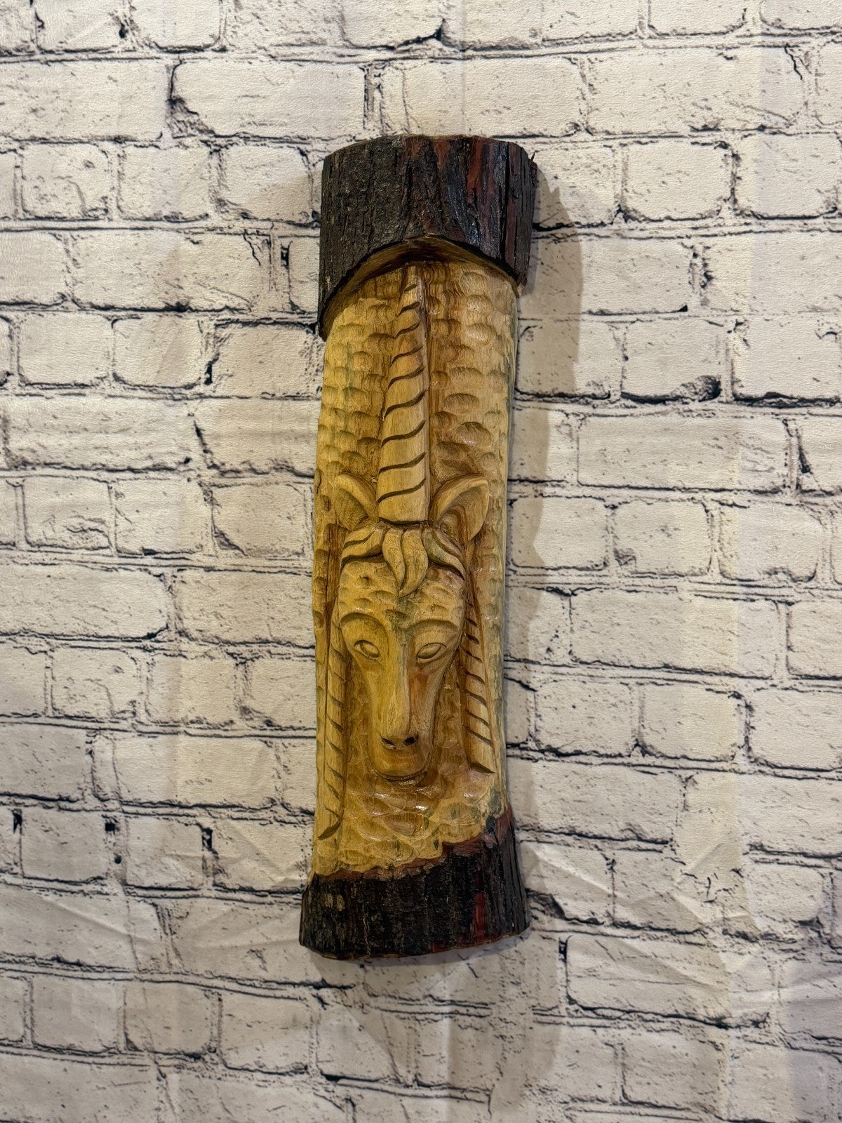 Mythical Unicorn 50cm Hand Carved Wizard Tree Trunk Wood Fairtrade0