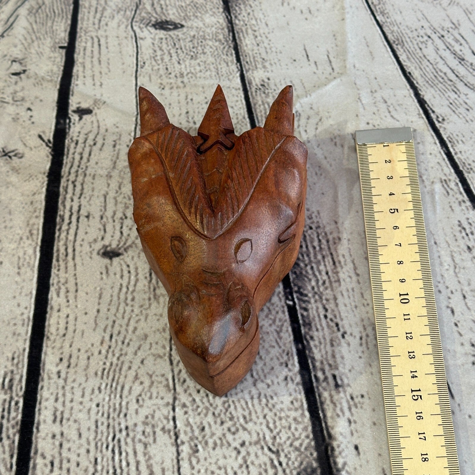 Carved Dragon Head 4 Bit Wooden Puzzle Box Secret Box Magic Trinket Handmade3