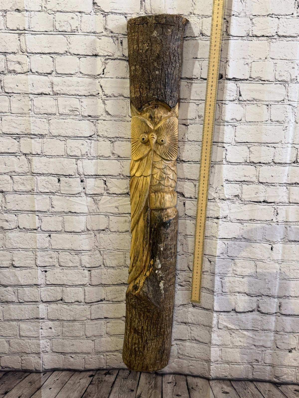Owl Of The Woods 100cm Hand Carved Wizard Tree Trunk Wood Fairtrade4