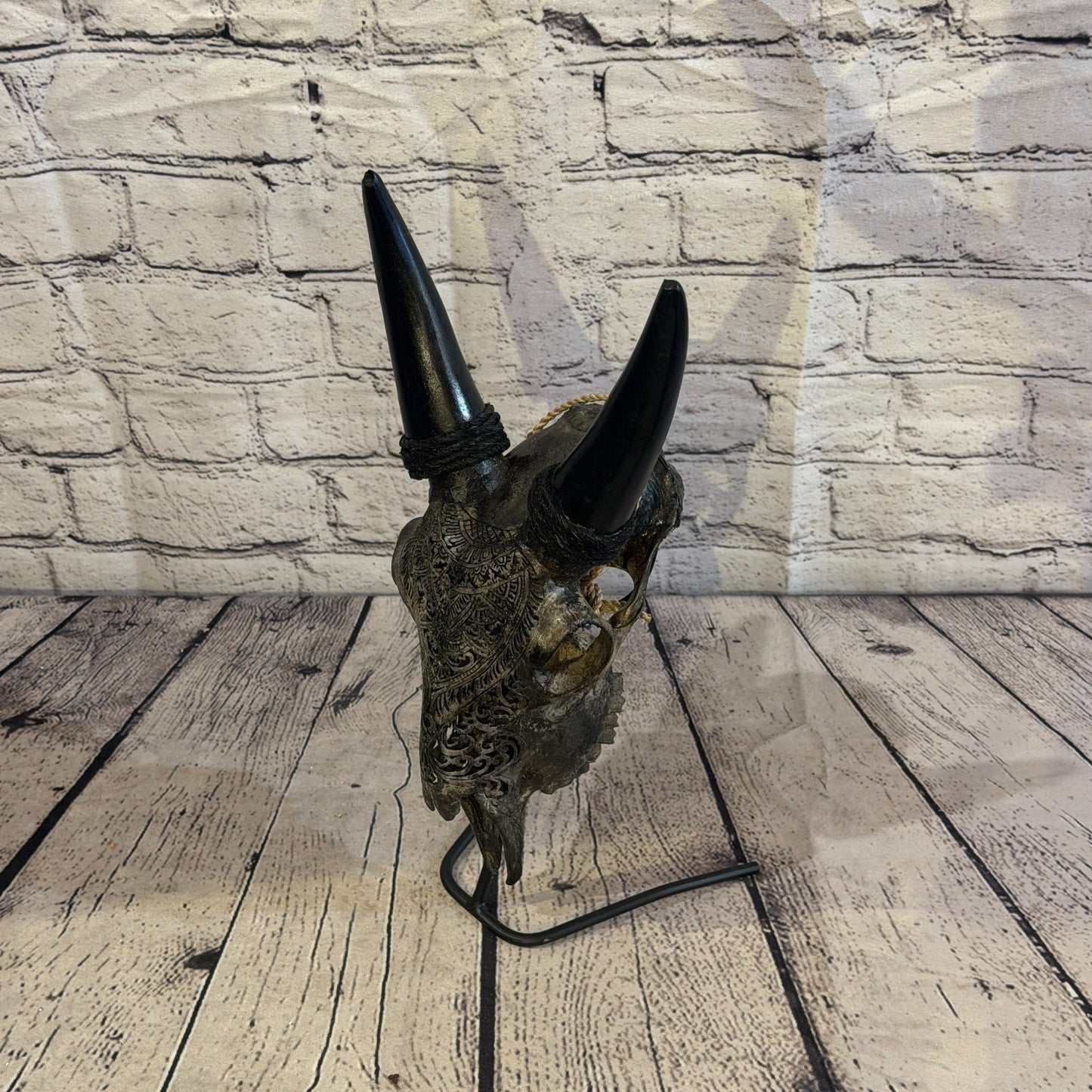30cm Carved Buffalo Ram Wild Replica Skulls Wall Hanging Carved Stand Design 36