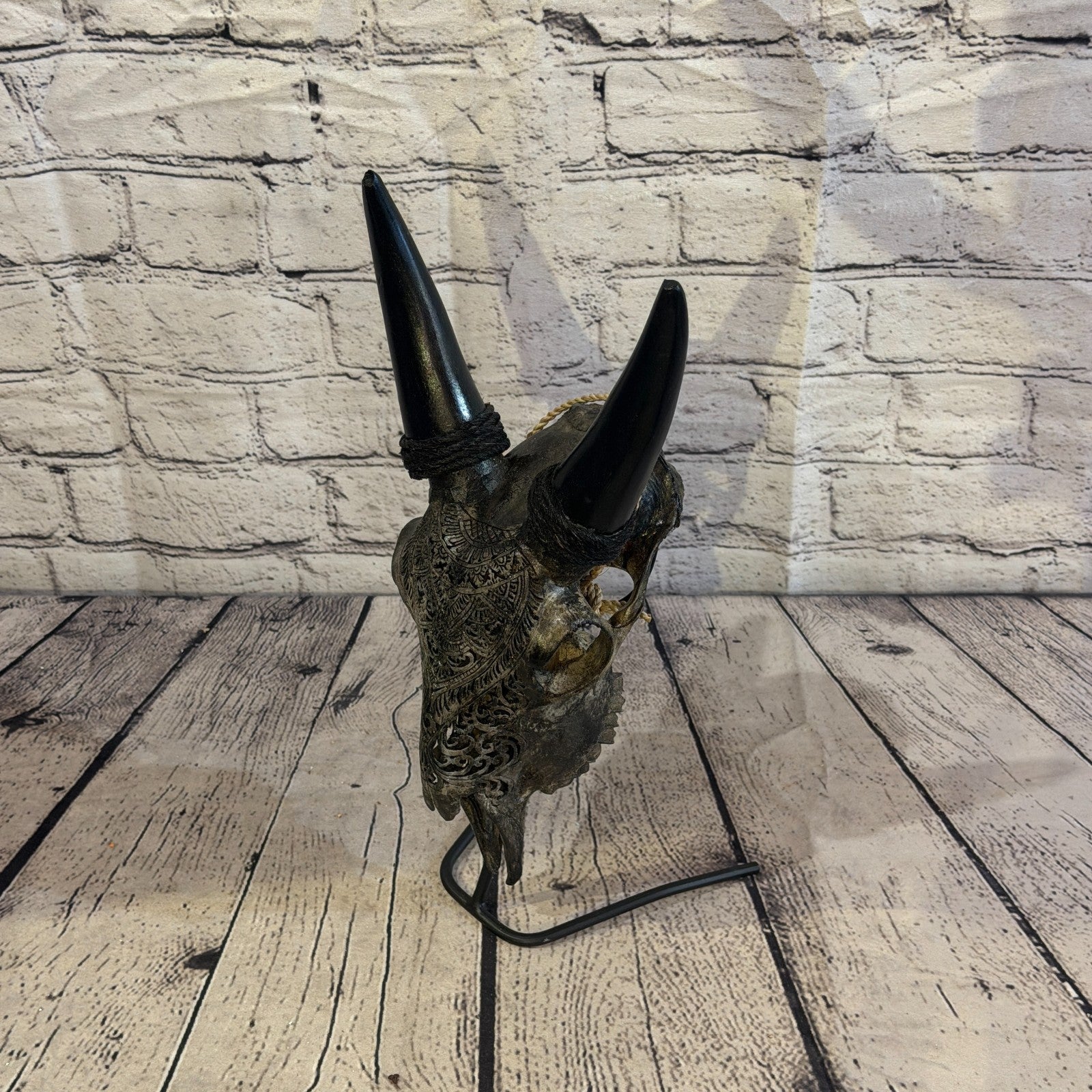 30cm Carved Buffalo Ram Wild Replica Skulls Wall Hanging Carved Stand Design 36