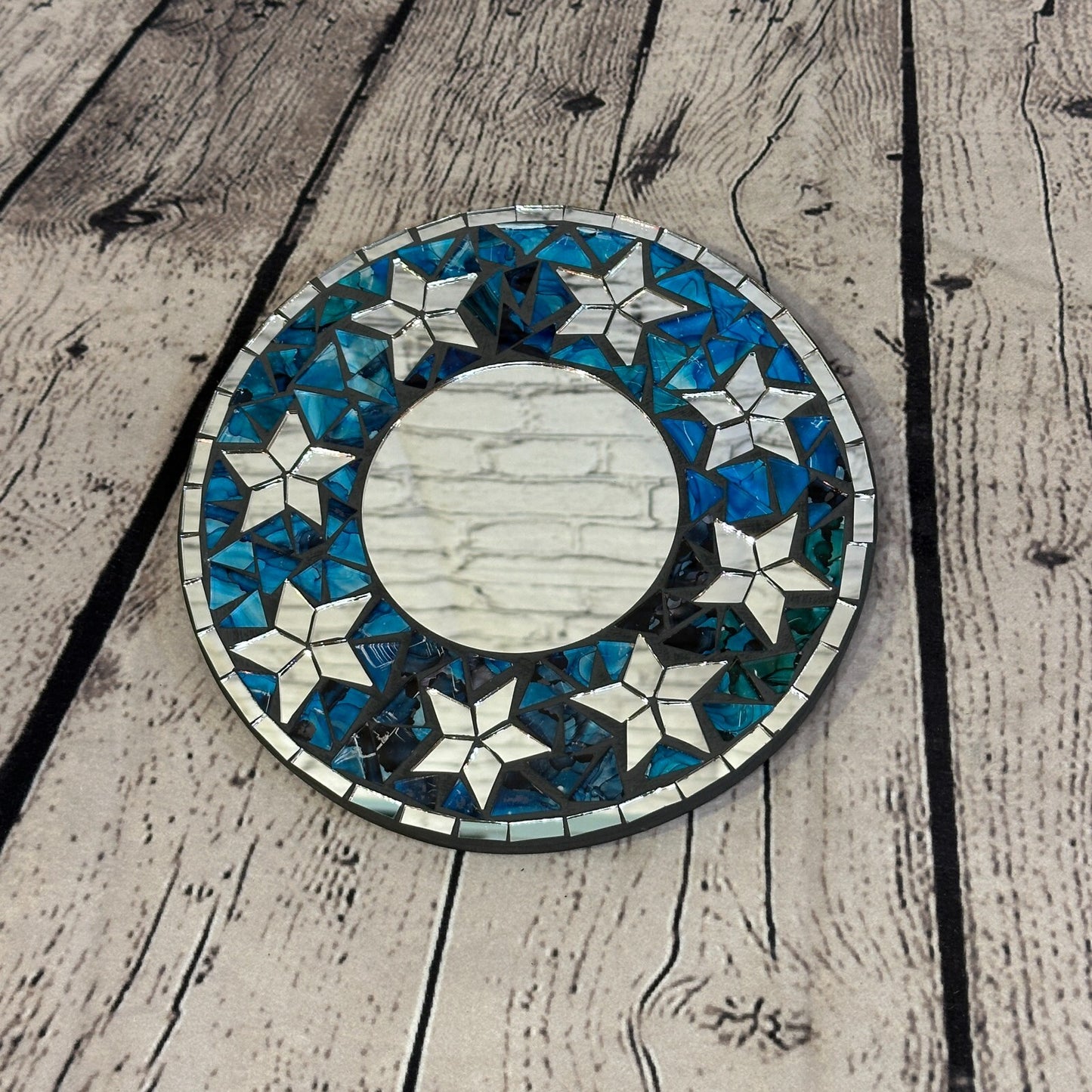 Blue Star Mosaic Tile Wall Mirror 20cm x 20cm 8 Inches Handmade New0
