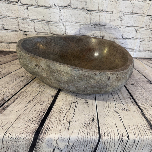 38cm x 30cm Wash Basin Bathroom Counter Top Washing River Stone Bowl Sink No 150