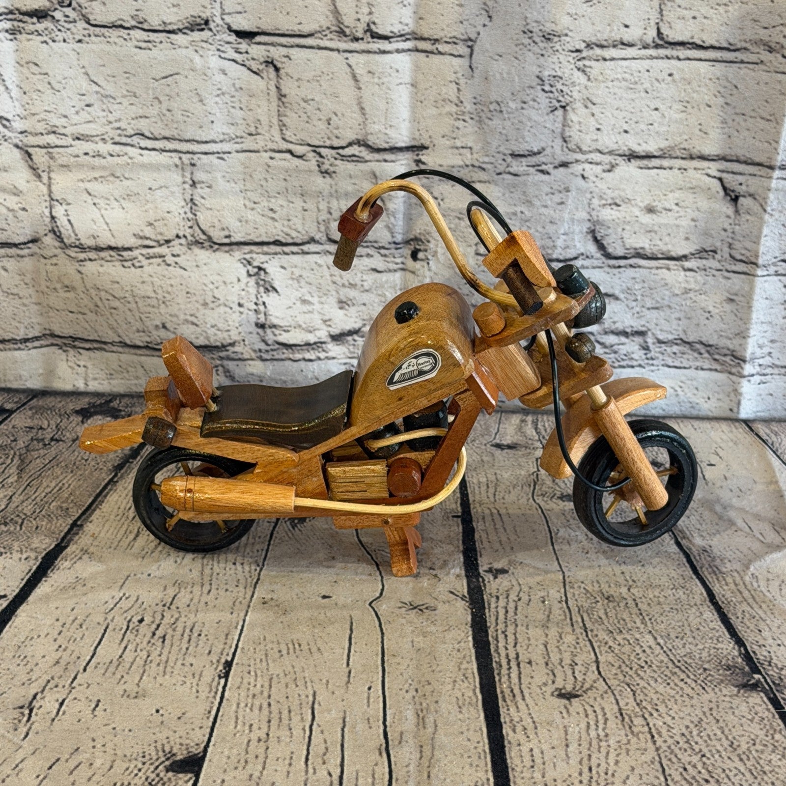 25cm Large Light Wood Motorbike Motorcycle Model Wooden Ornament Decorative Bike3