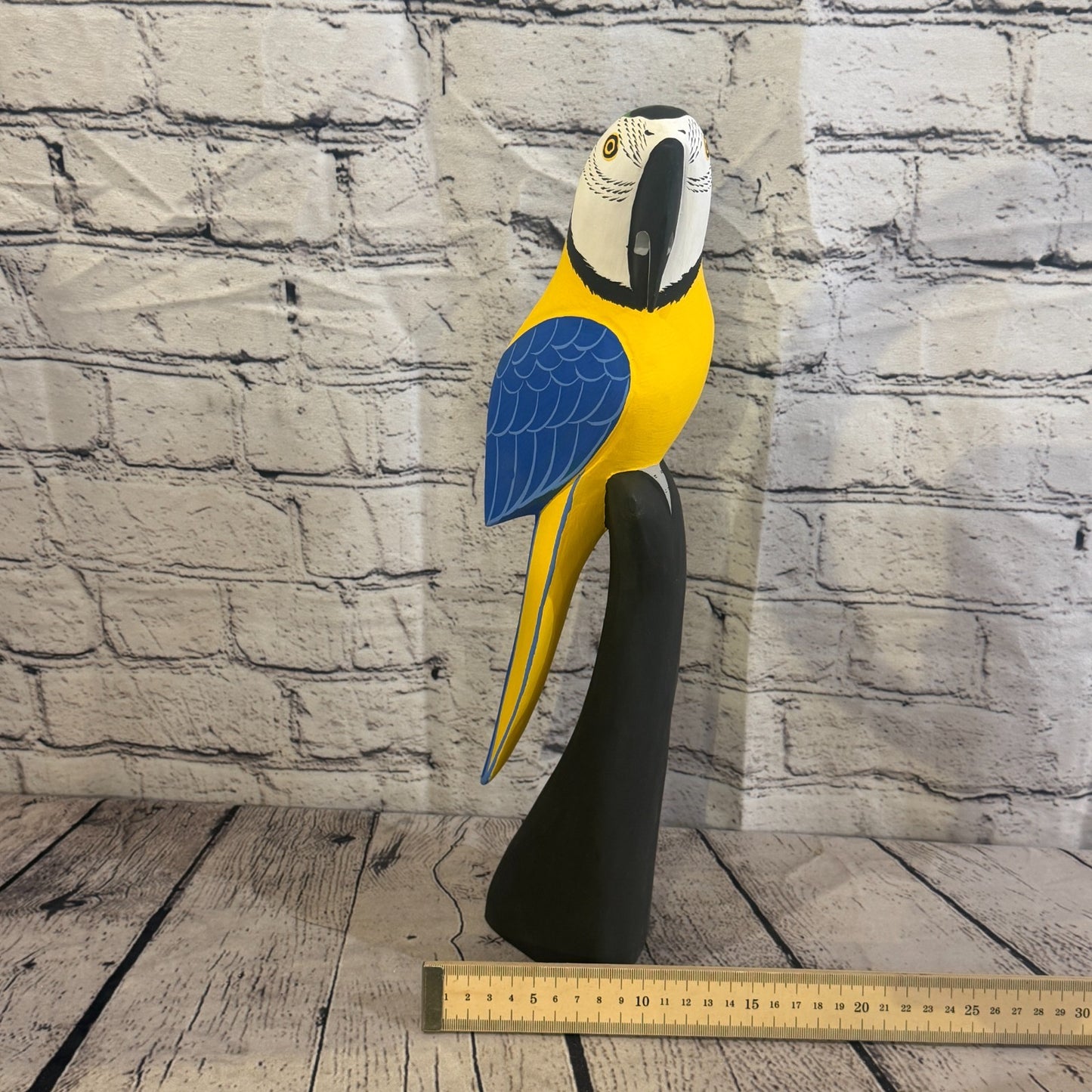 40cm Bright Blue Parrot Bird Ornament Statue Fair Trade Hand Made Carved Wood7