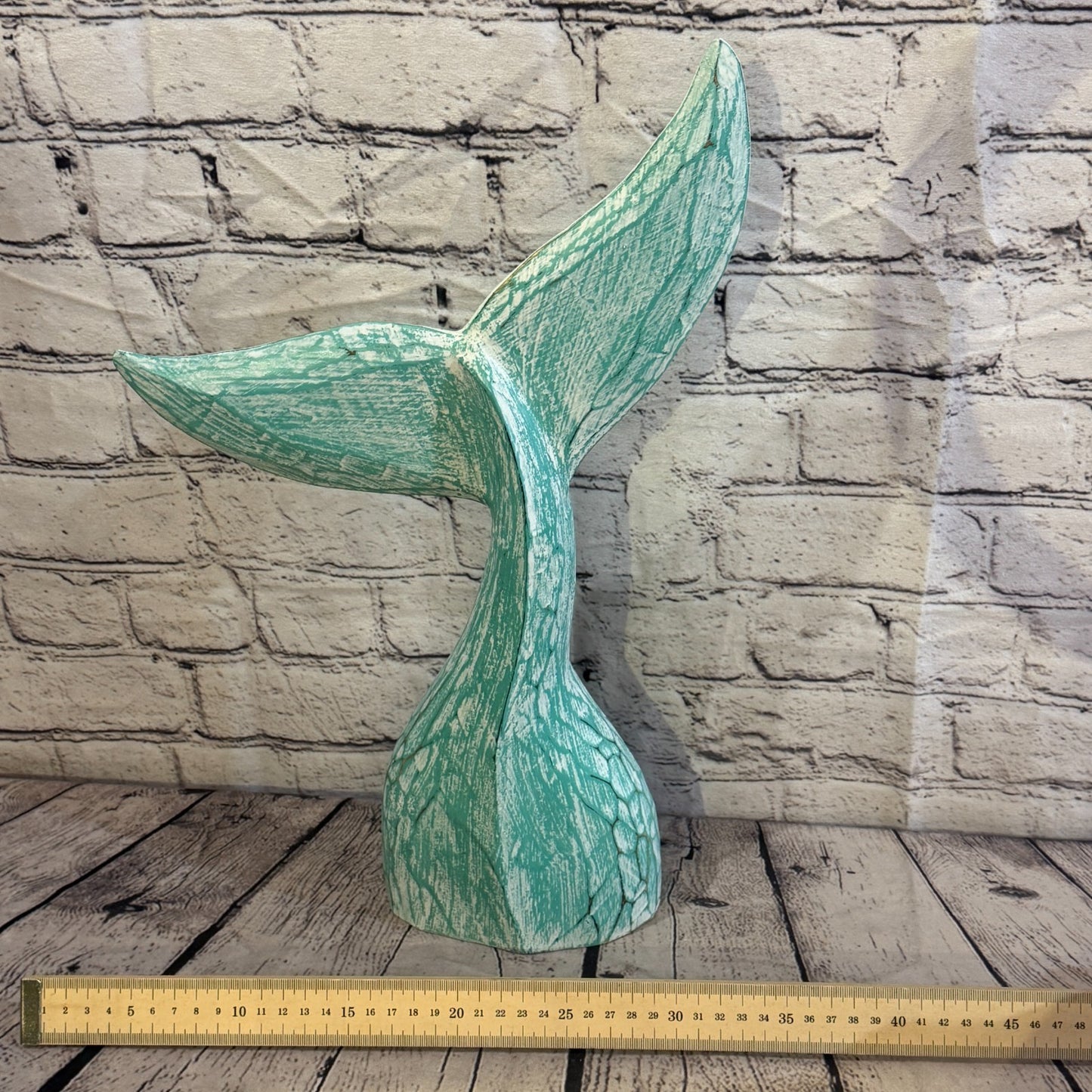 40cm x 40cm Whale Tail Green Fish Wood Coastal Ocean Bathroom Decoration6