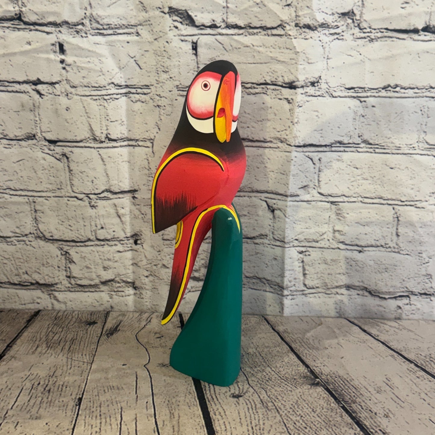 30cm Dark Red Parrot Bird Ornament Statue Fair Trade Hand Made Carved Wood0