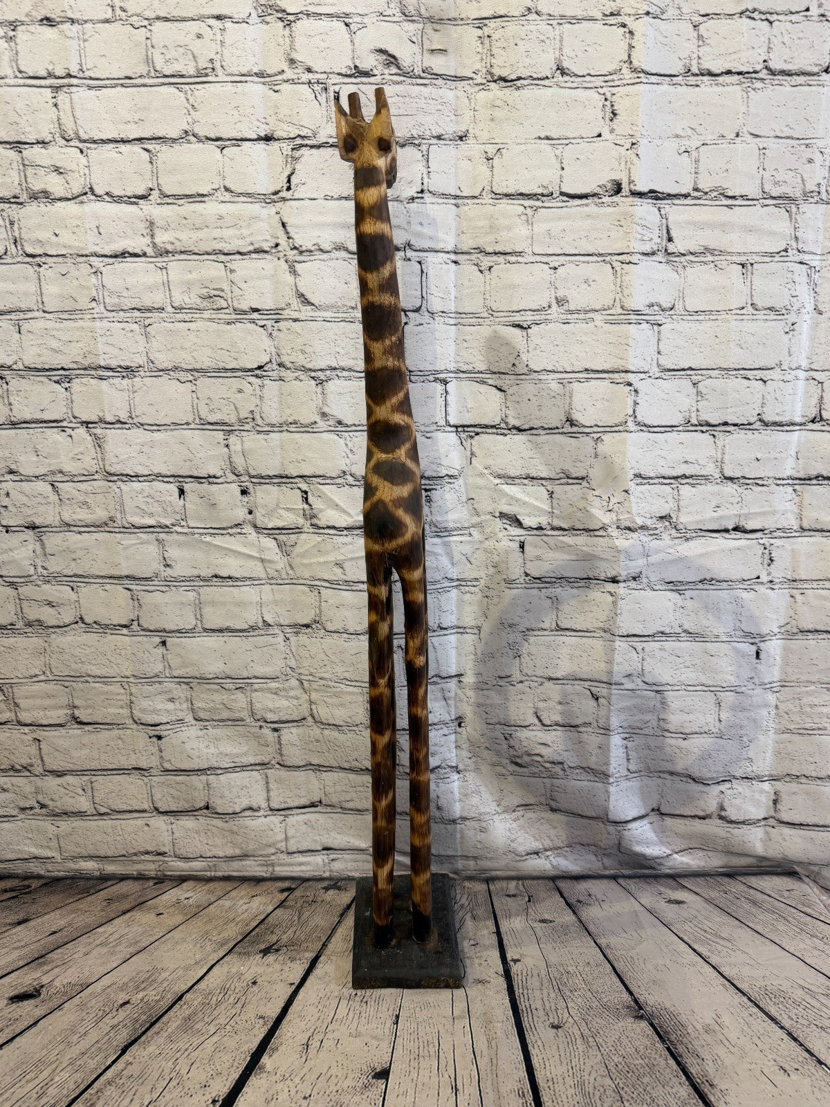 80cm Burnt Wooden Giraffe Standing Single Carved Solid Wood Giraffe Handmade4