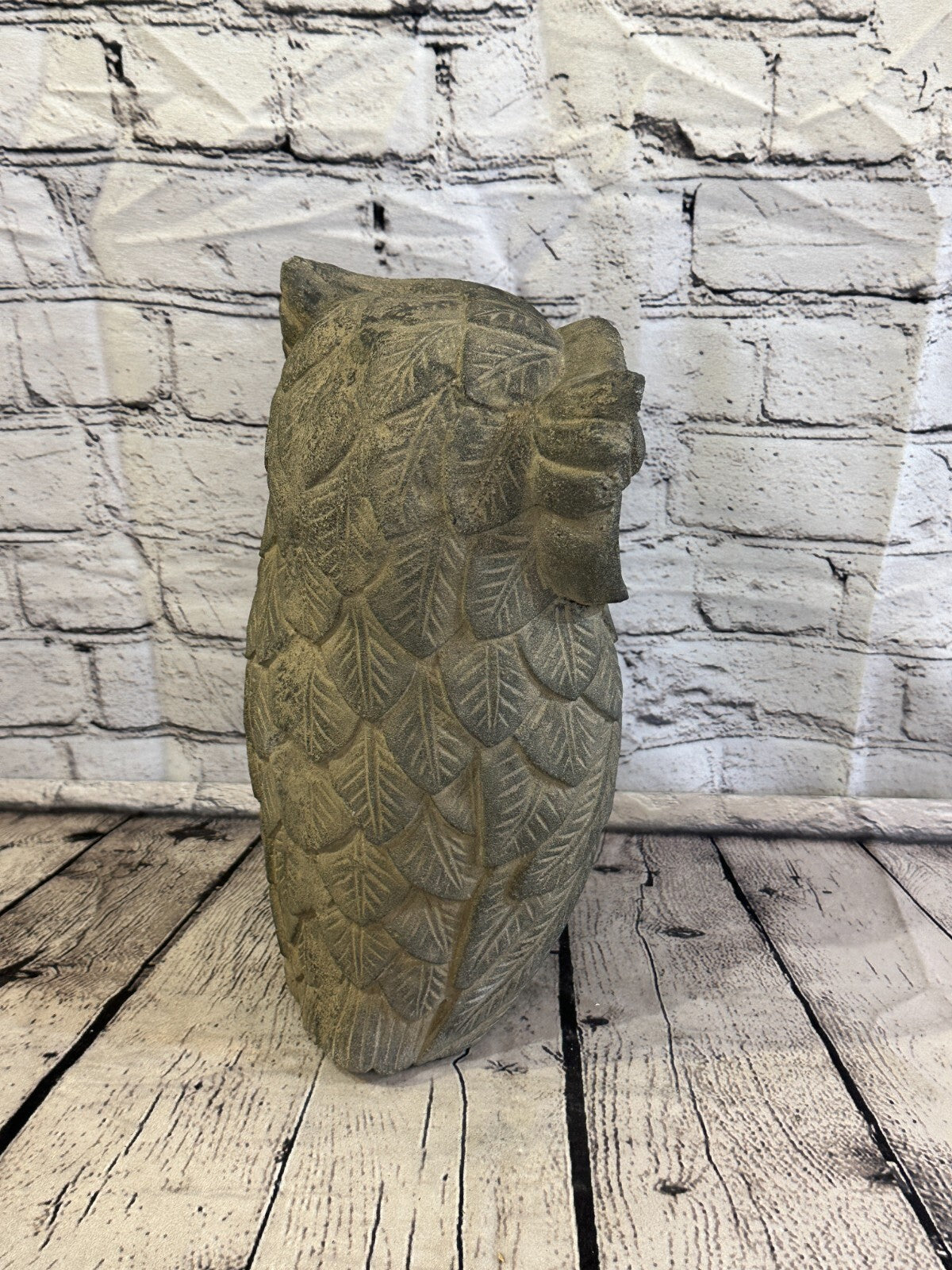 Barn Owl Stone Garden 30cm x 18cm Ornament Outdoor Indoor Statue Hindu5