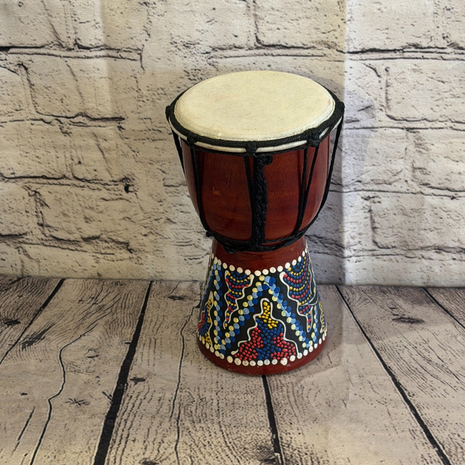20cm Painted Djembe Drums Musical Instrument Hand Made Fair Trade Dot Painted1