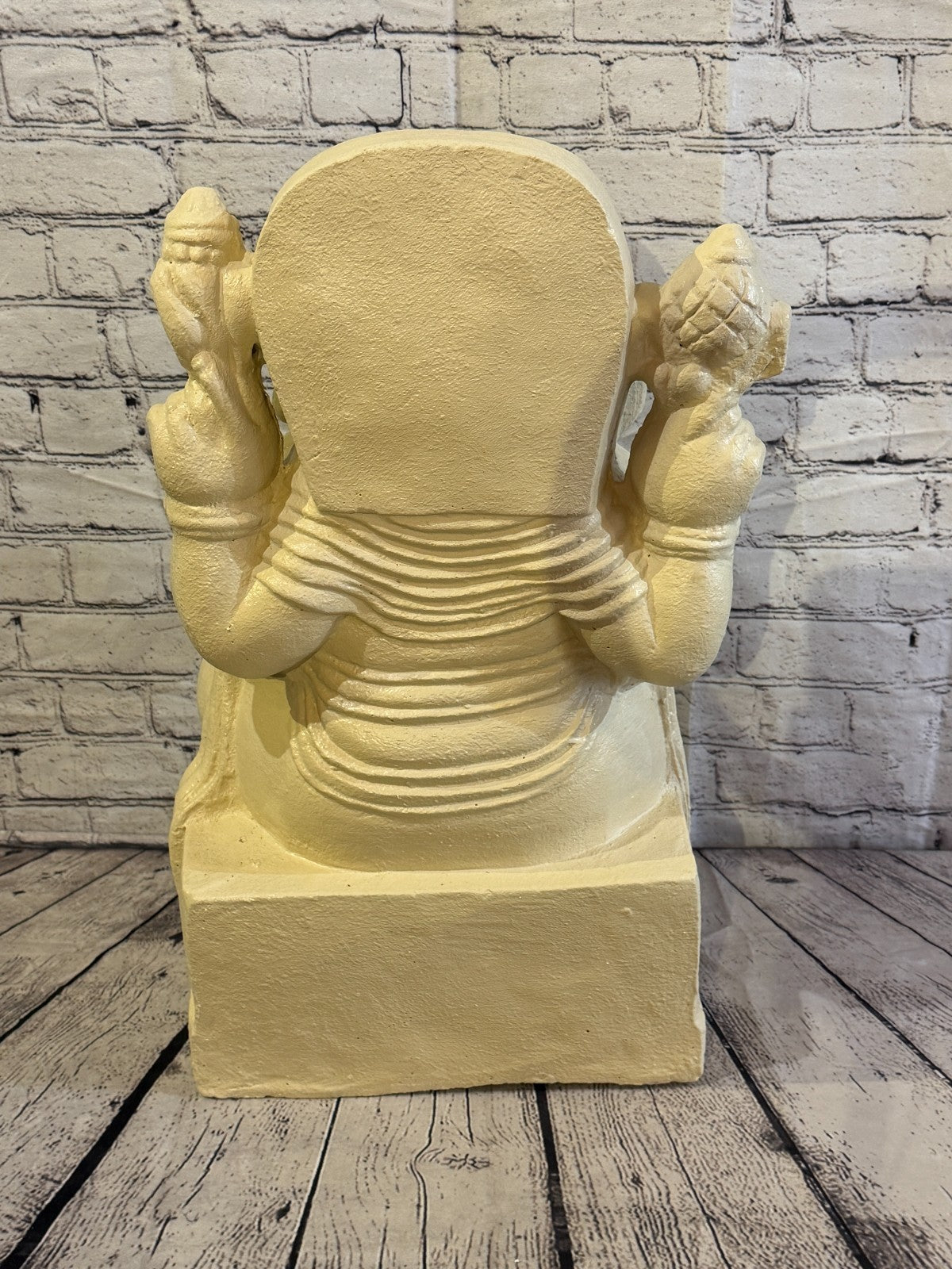 White 60cm x 35cm Thai Ganesha God On Base Hollow Statue Resin Hindu4