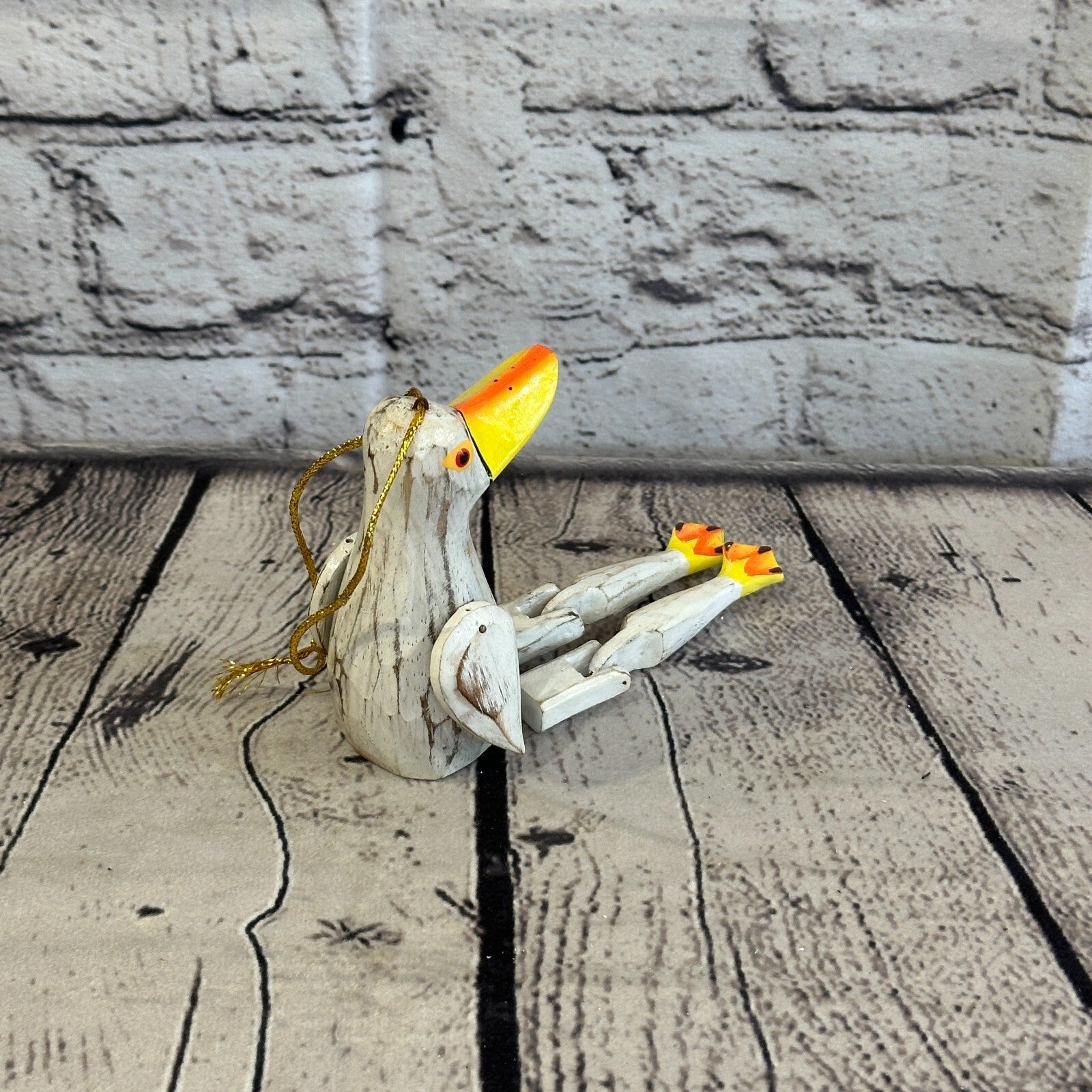 10cm Brown Duck Sitting Animal, Wooden Shelf Ornament Handmade and Fairtrade4