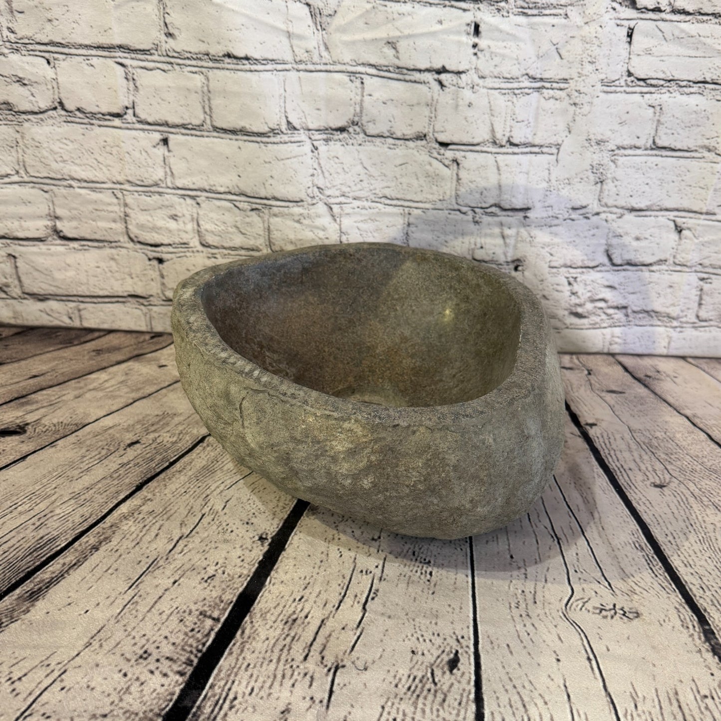 31cm x 27cm Wash Basin Bathroom Counter Top Washing River Stone Bowl Sink No 341